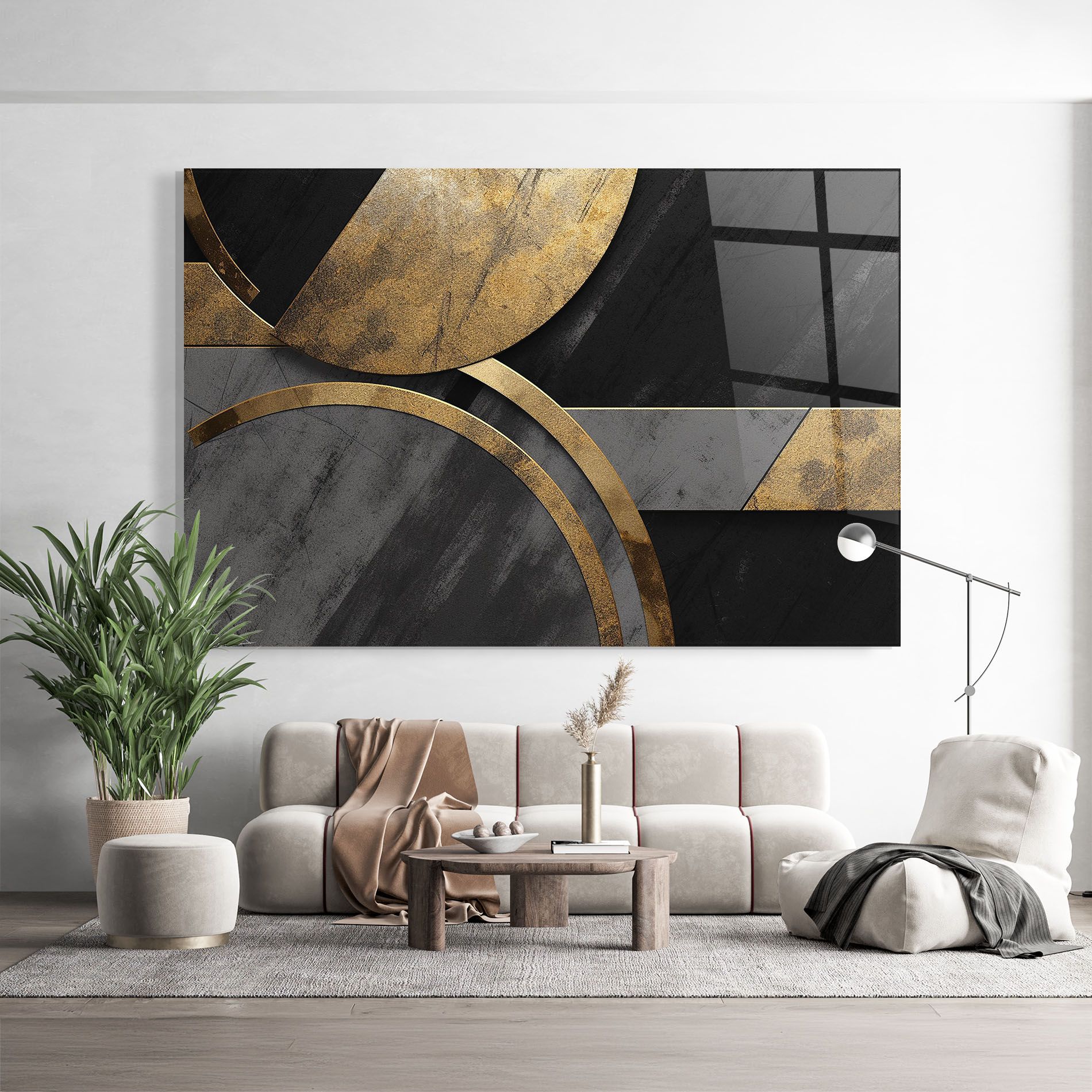 Grey With Gold Painting mockup 9