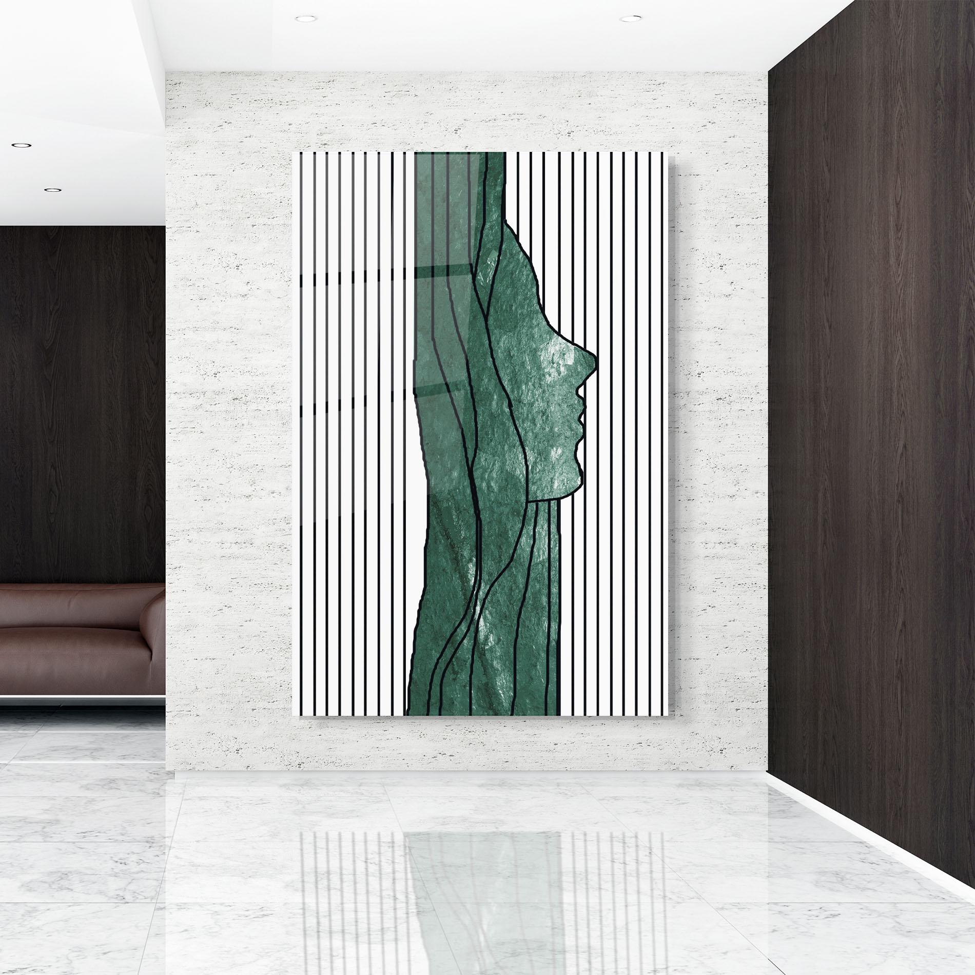 Стъклена картина Abstract Green Face mockup 9