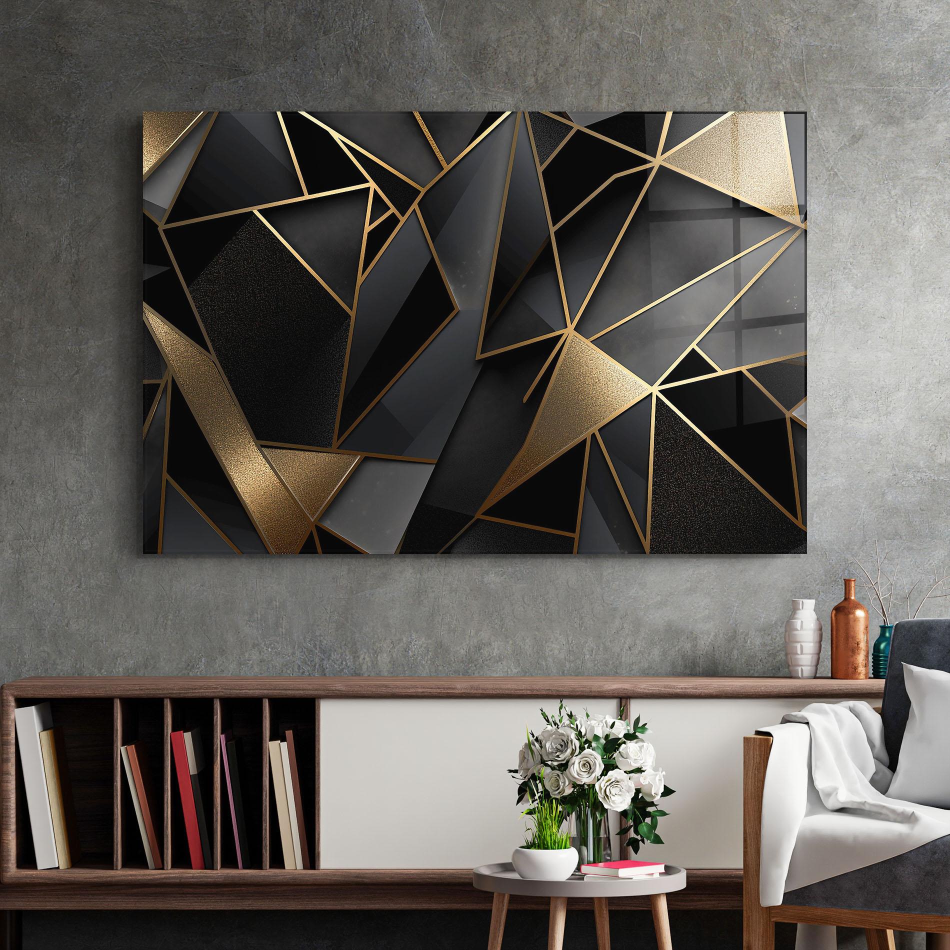 Стъклена картина Abstract Golden Art mockup 2