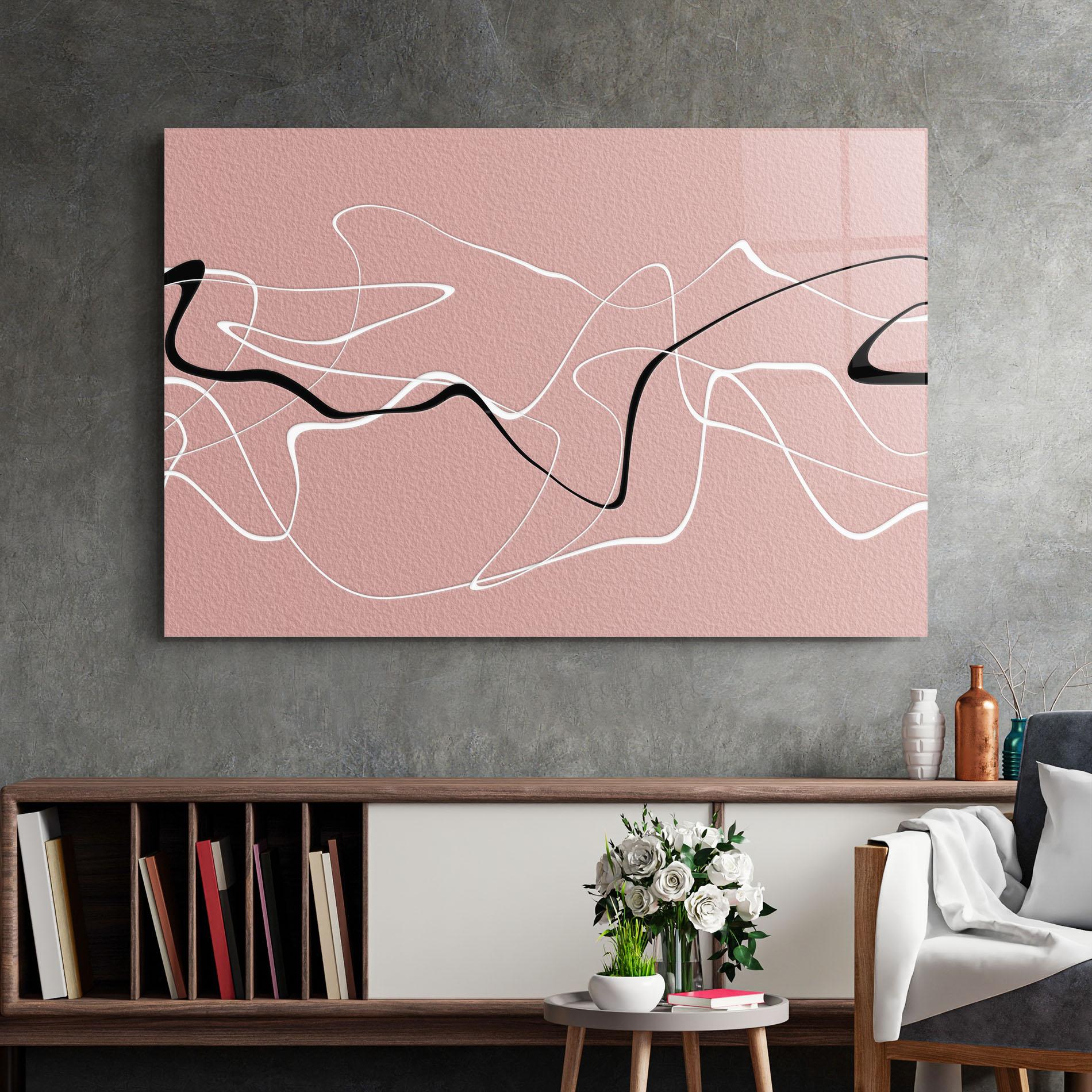 Стъклена картина Abstract Pink Painting mockup 2