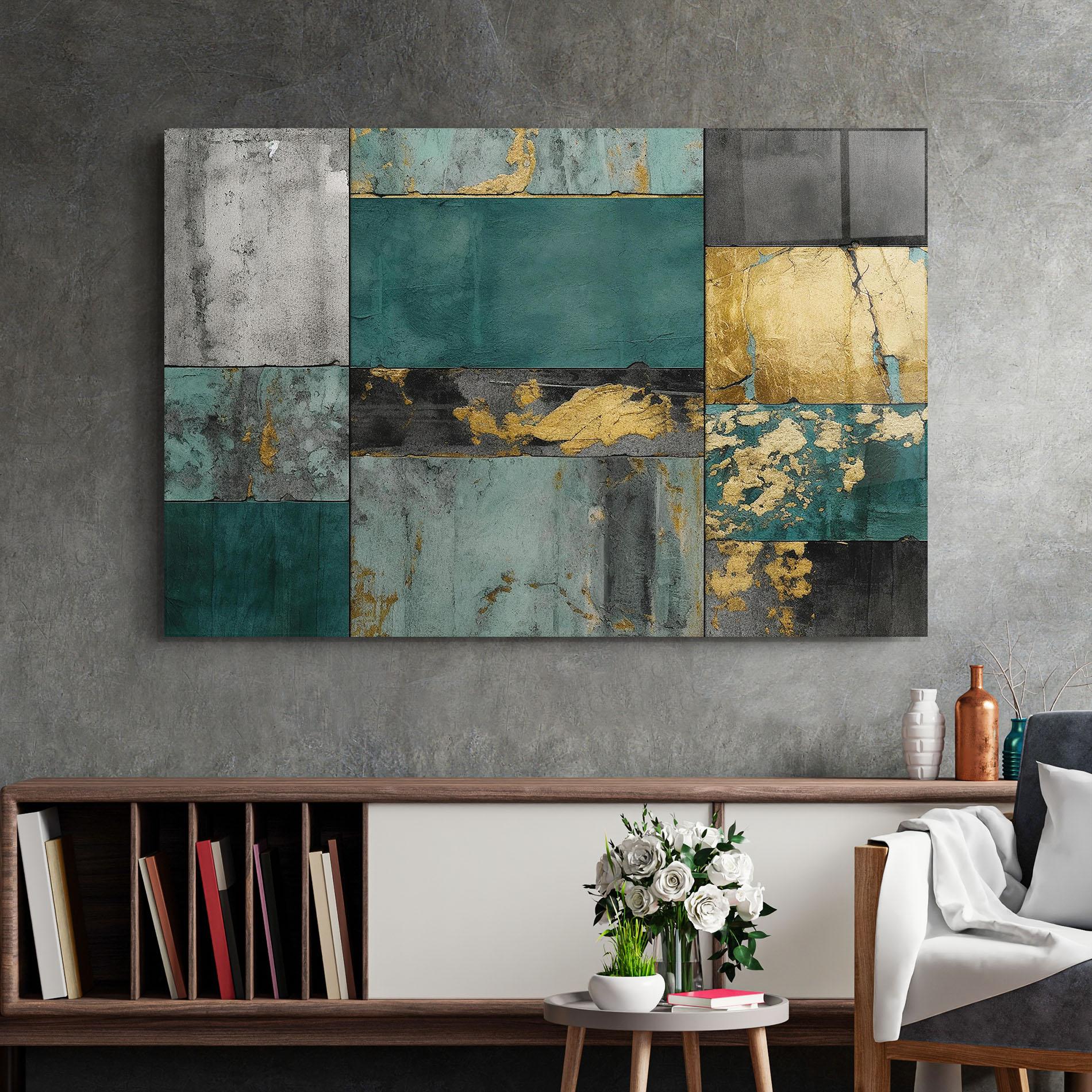 Стъклена картина Golden Green Painting mockup 2