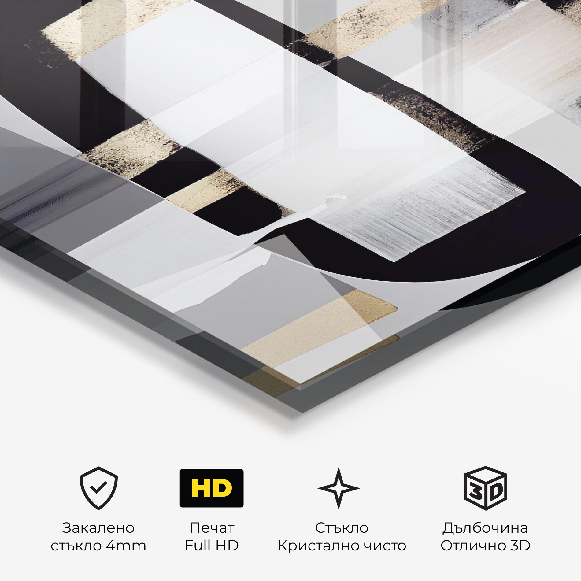Стъклена картина Abstract Gold Painting With Black mockup 3