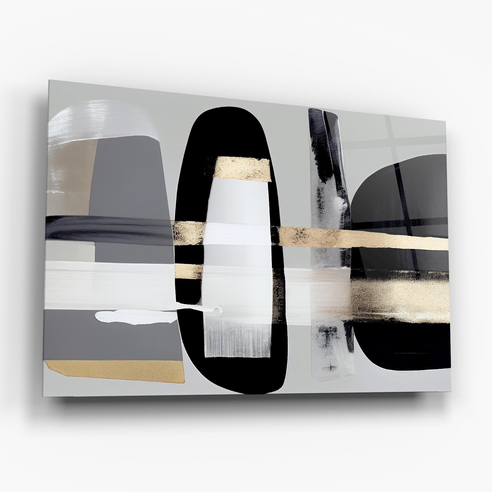 Стъклена картина Abstract Gold Painting With Black mockup 6