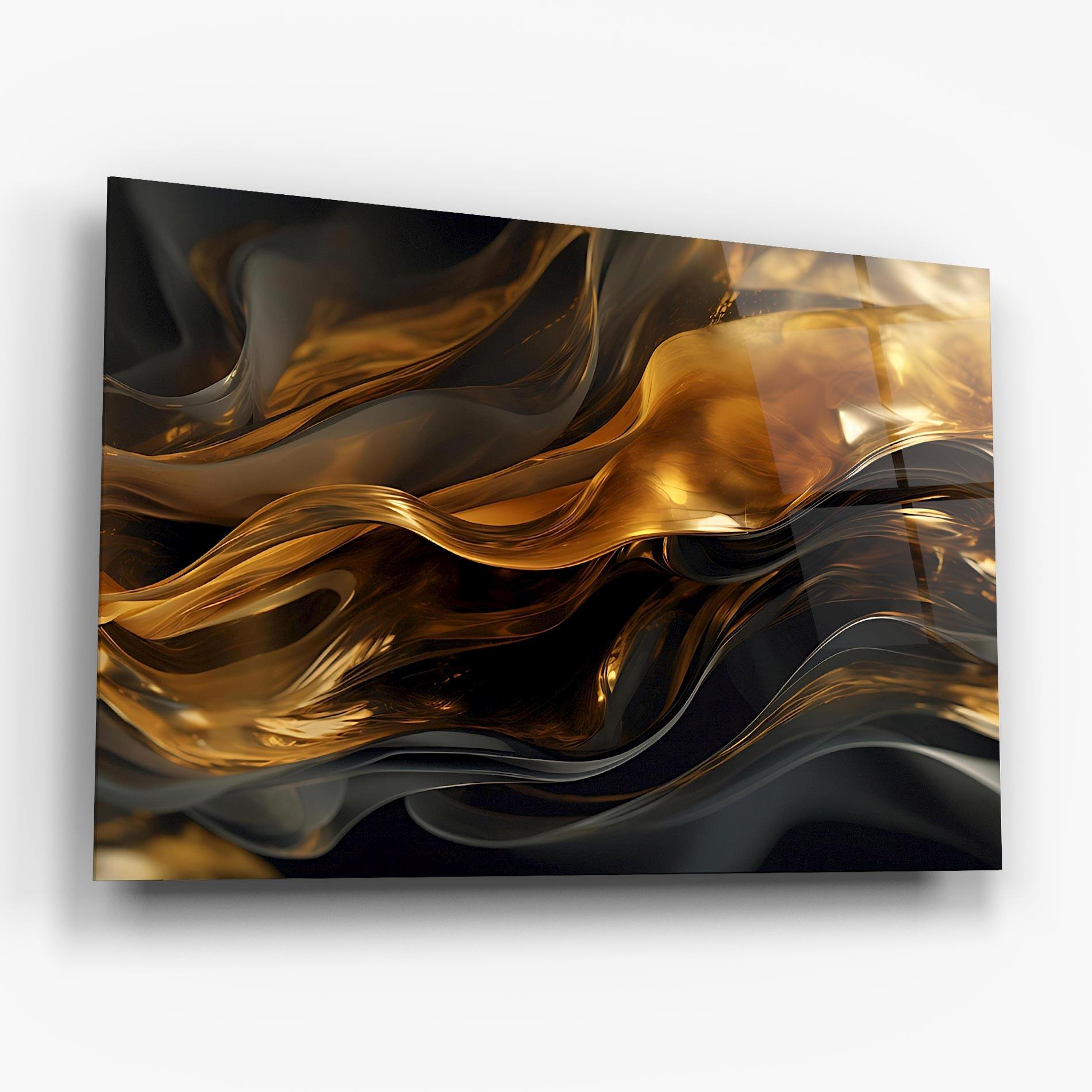 Стъклена картина Gold With Black Wave mockup 6