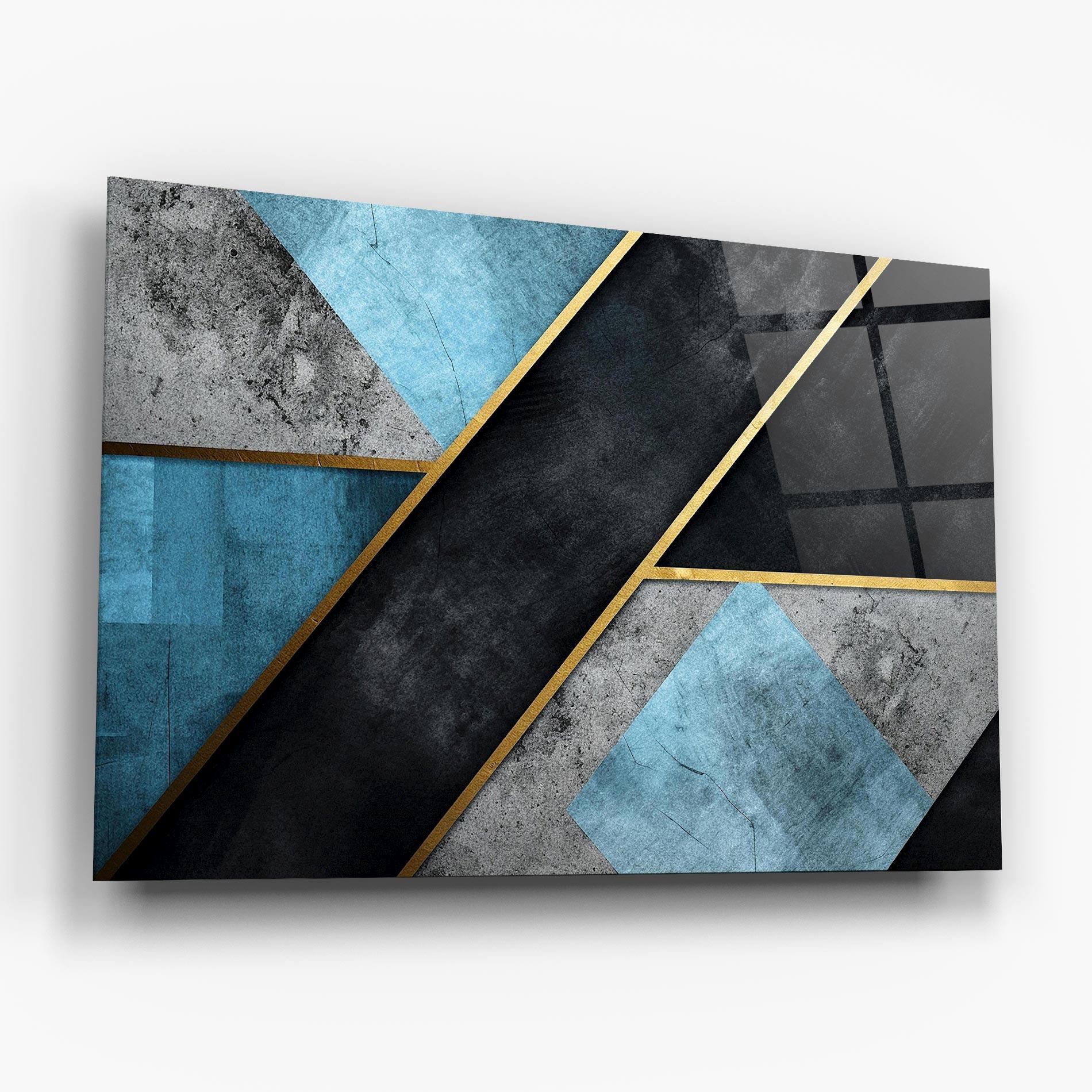 Стъклена картина Grey With Blue Painting mockup 6