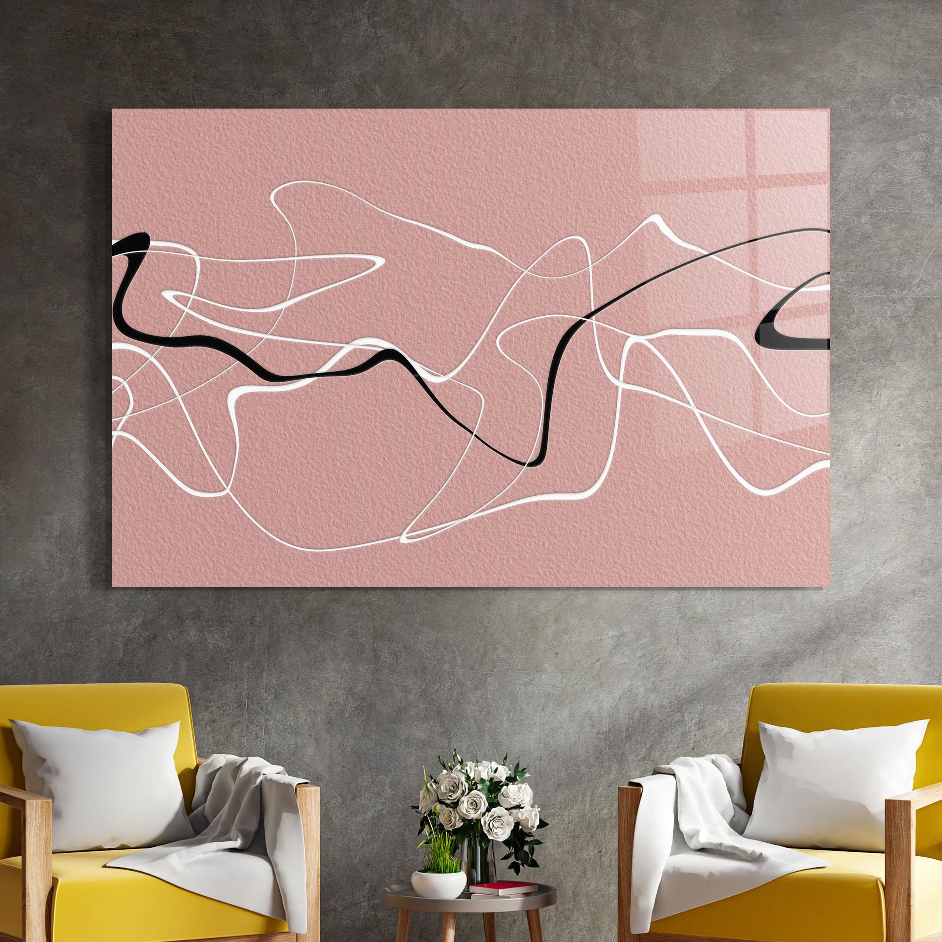 Стъклена картина Abstract Pink Painting mockup 4