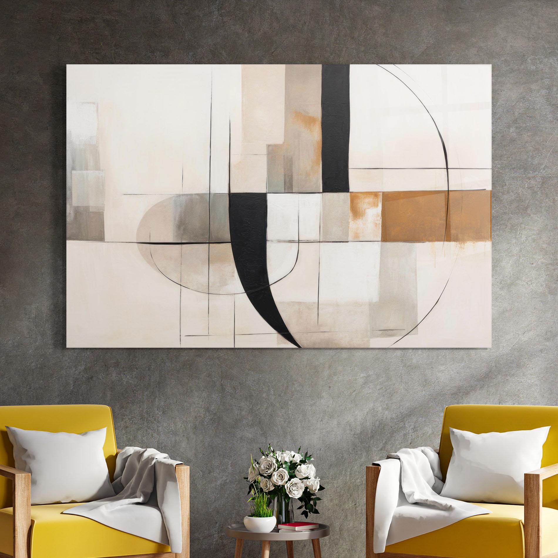 Стъклена картина Black Abstract Lines mockup 4