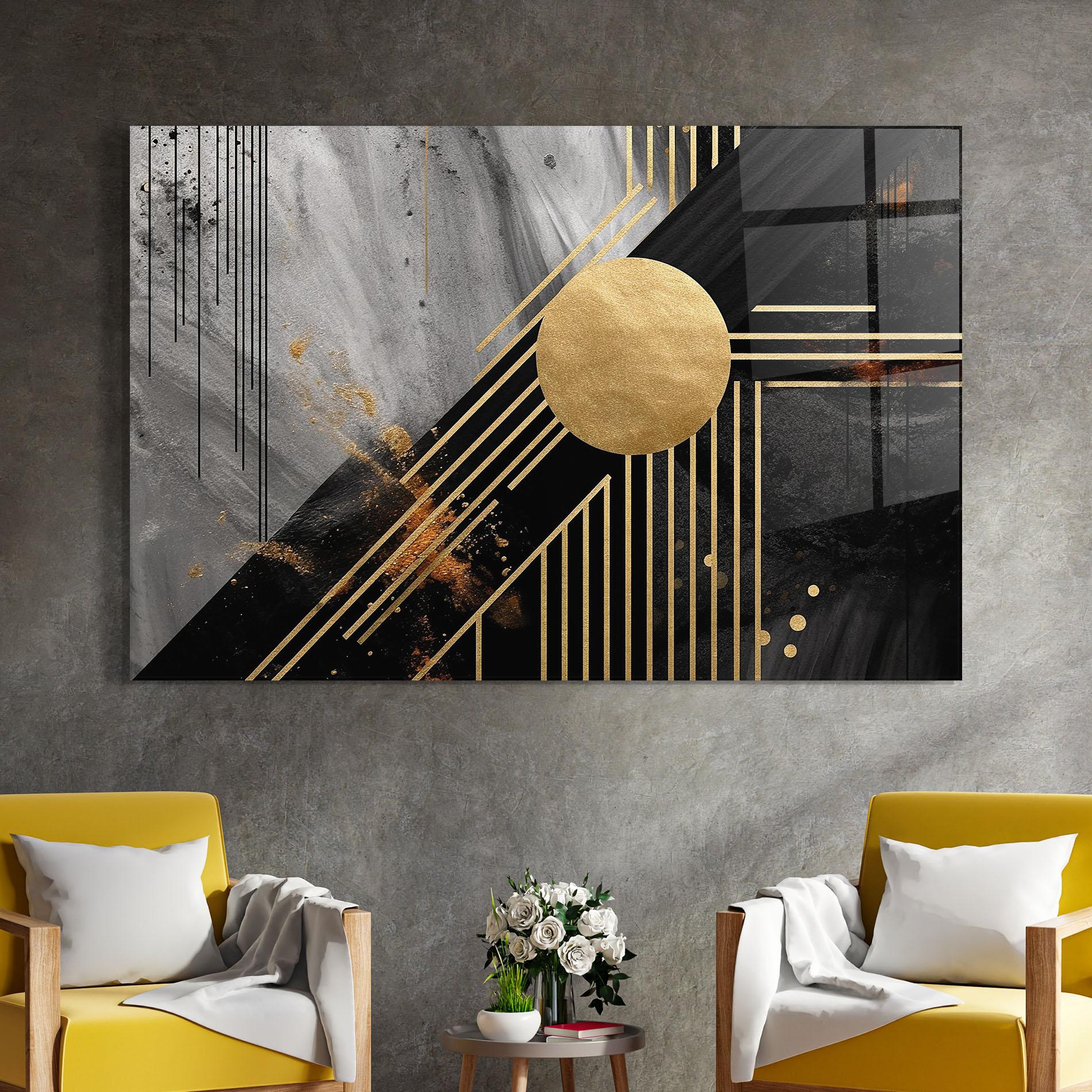 Стъклена картина Gold Circle With Lines mockup 4