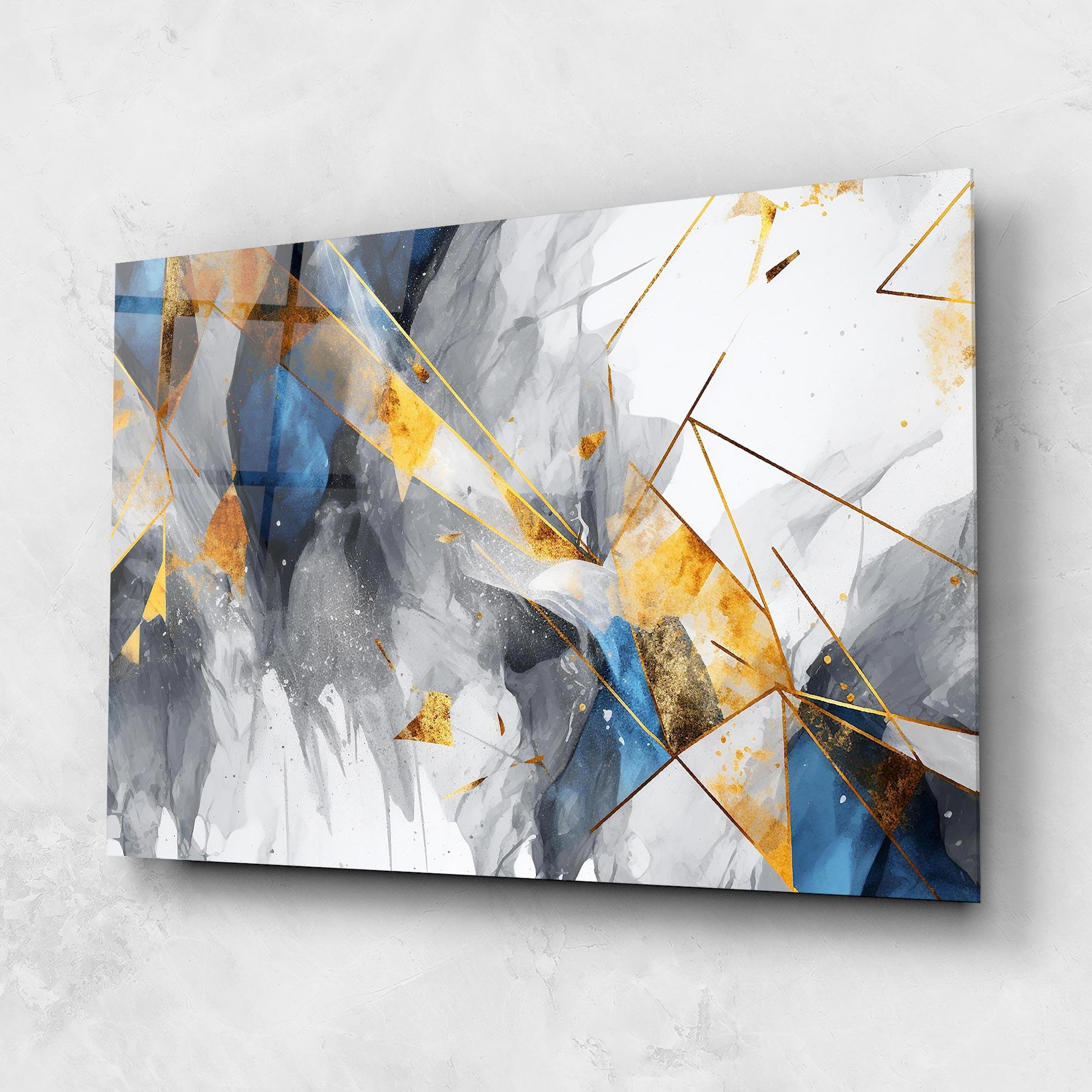 Стъклена картина Abstract Gold Blue Pattern mockup 1