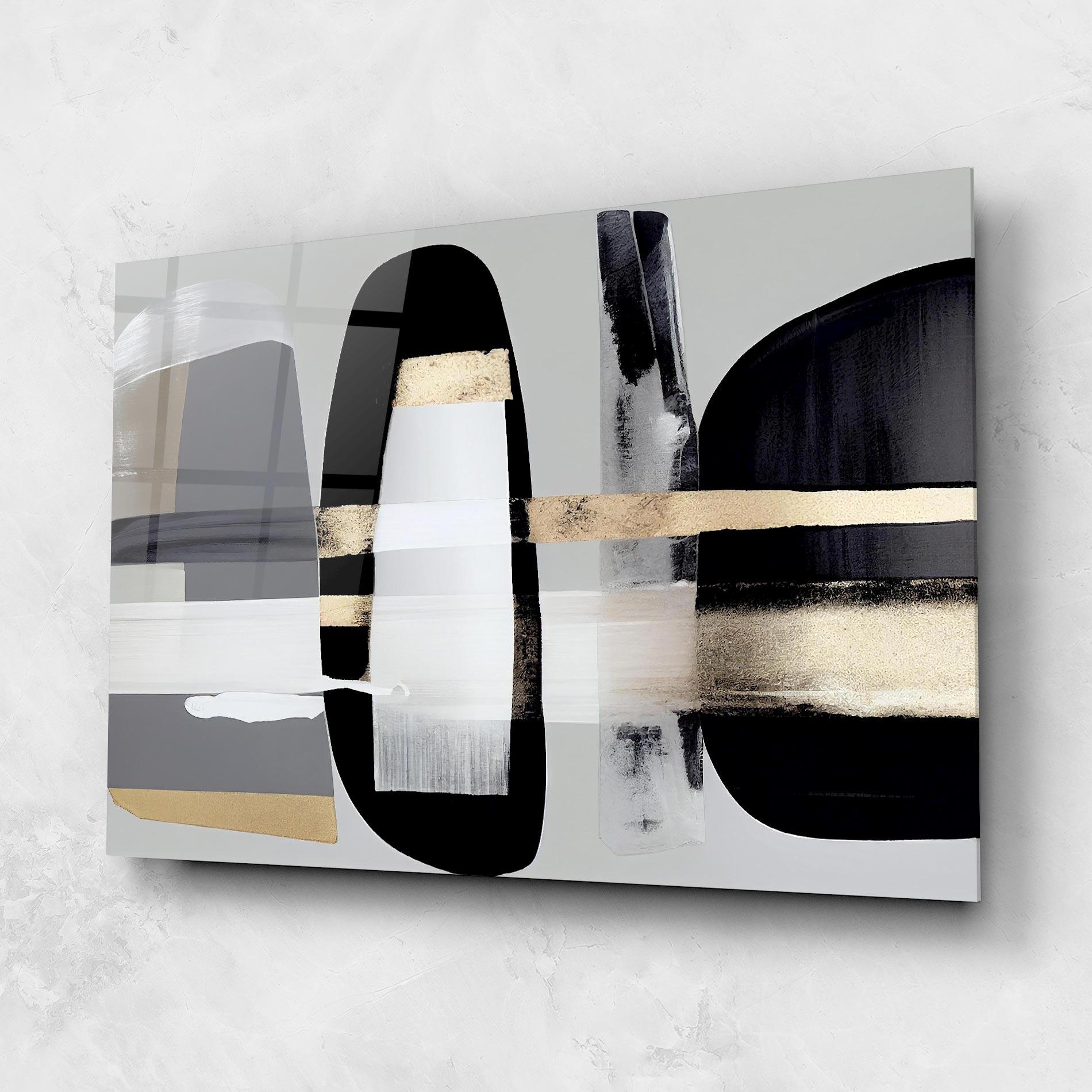 Стъклена картина Abstract Gold Painting With Black mockup 1