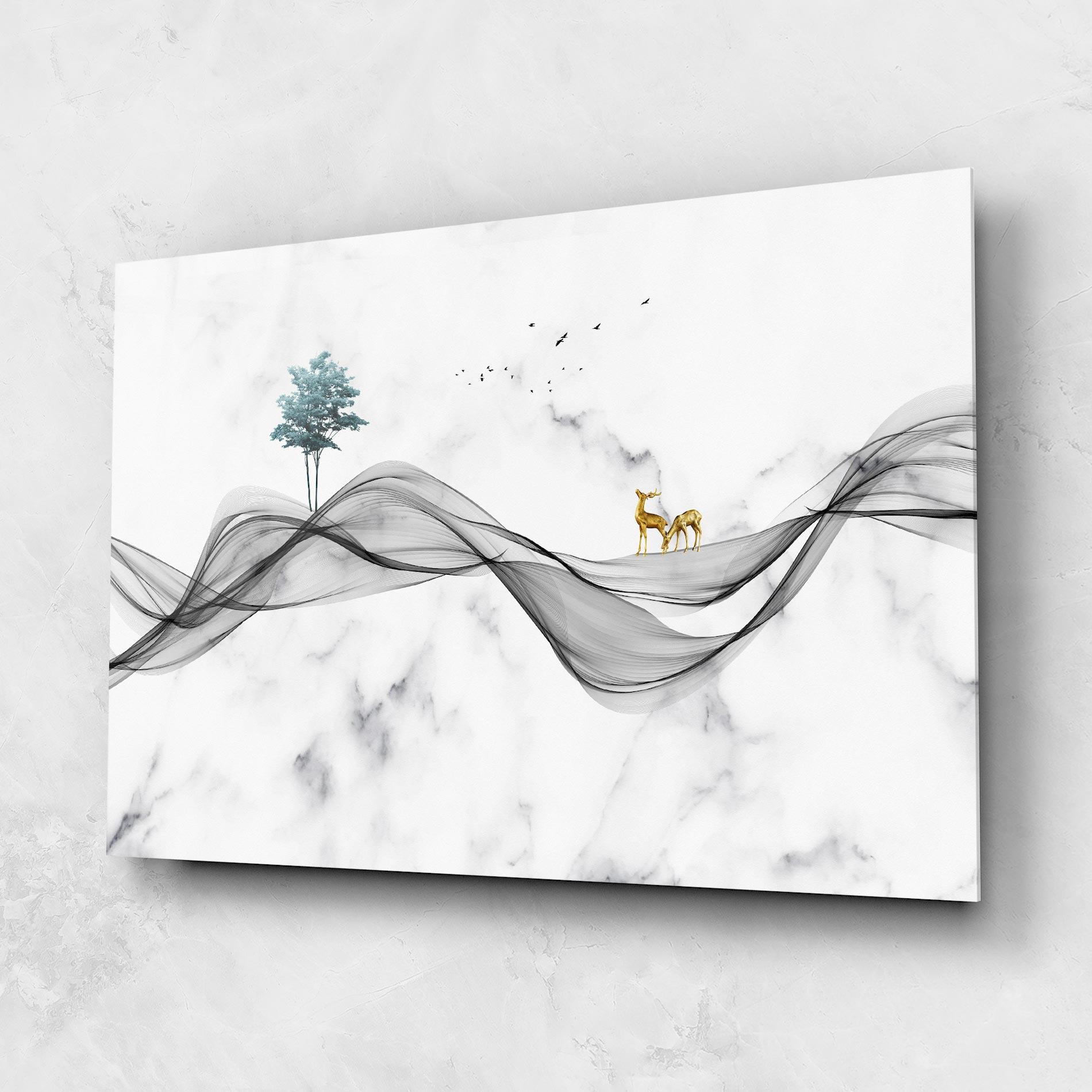 Стъклена картина Abstract Golden Landscape 1 mockup 1