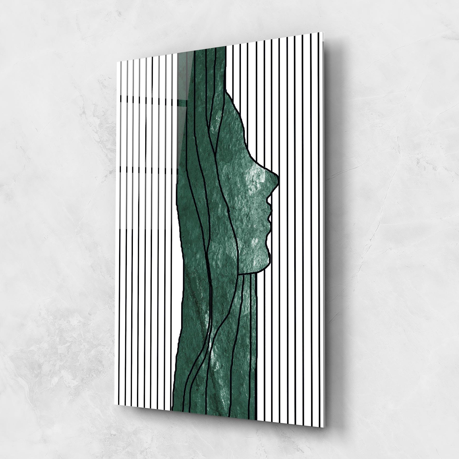 Стъклена картина Abstract Green Face mockup 1