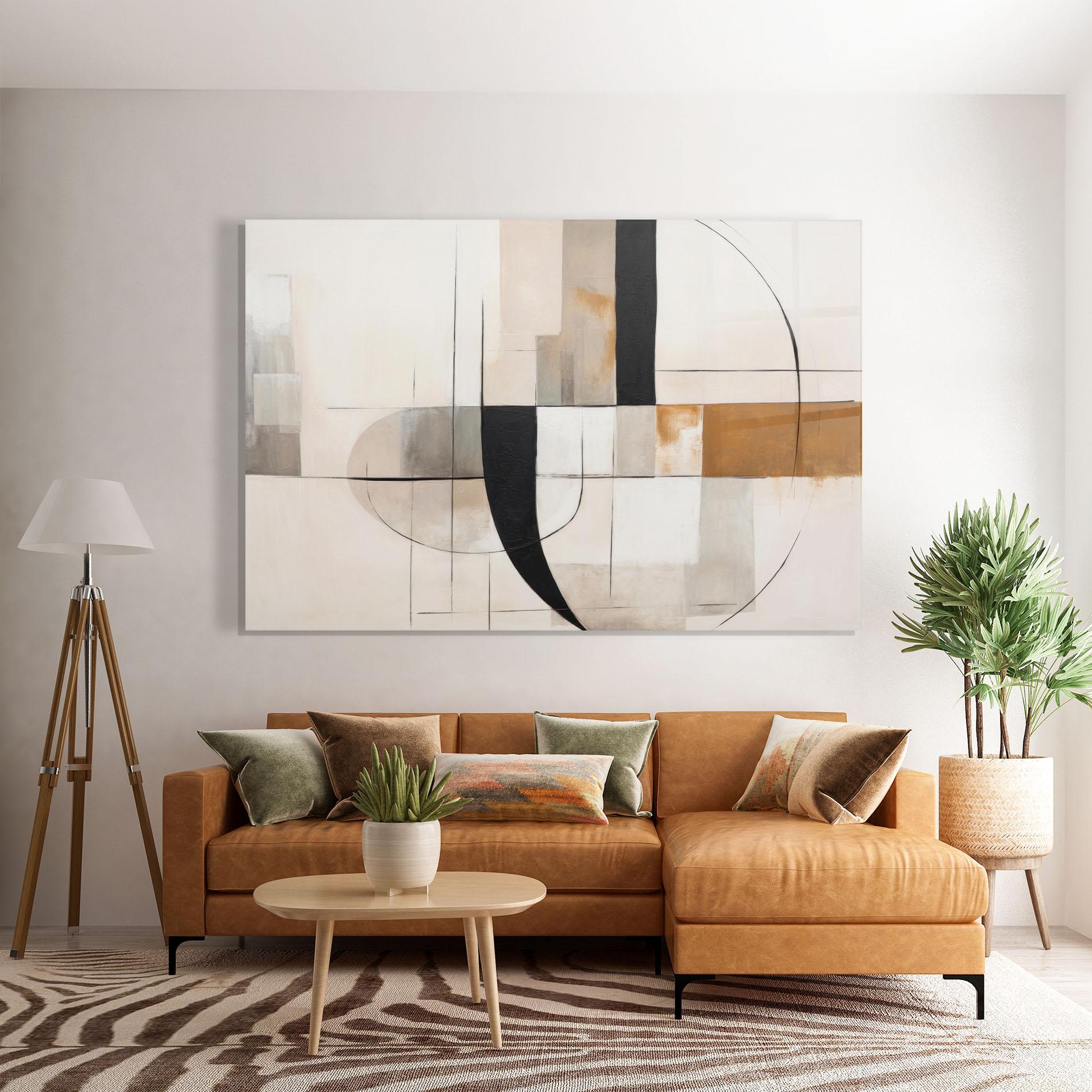 Стъклена картина Black Abstract Lines mockup 7