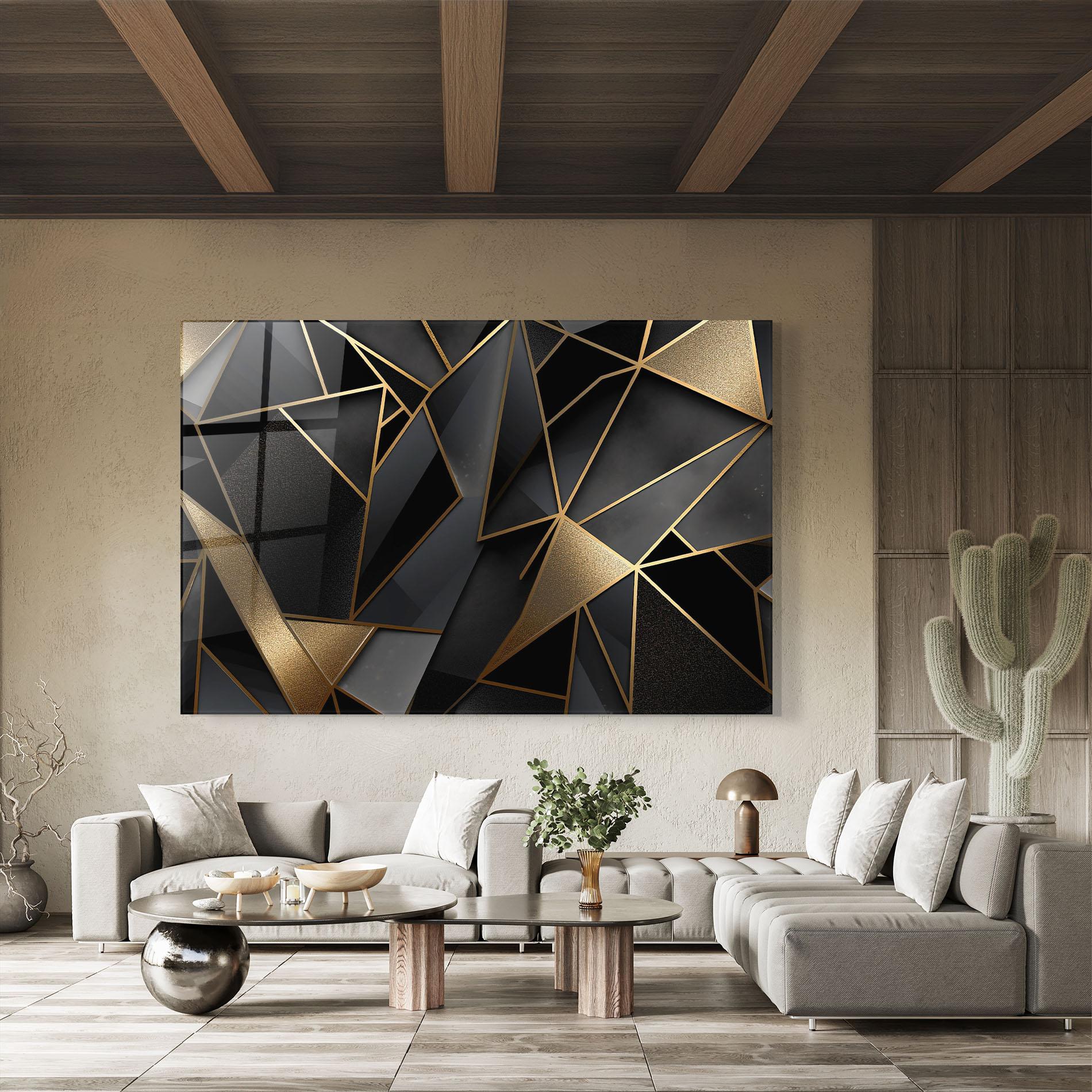 Стъклена картина Abstract Golden Art mockup 8