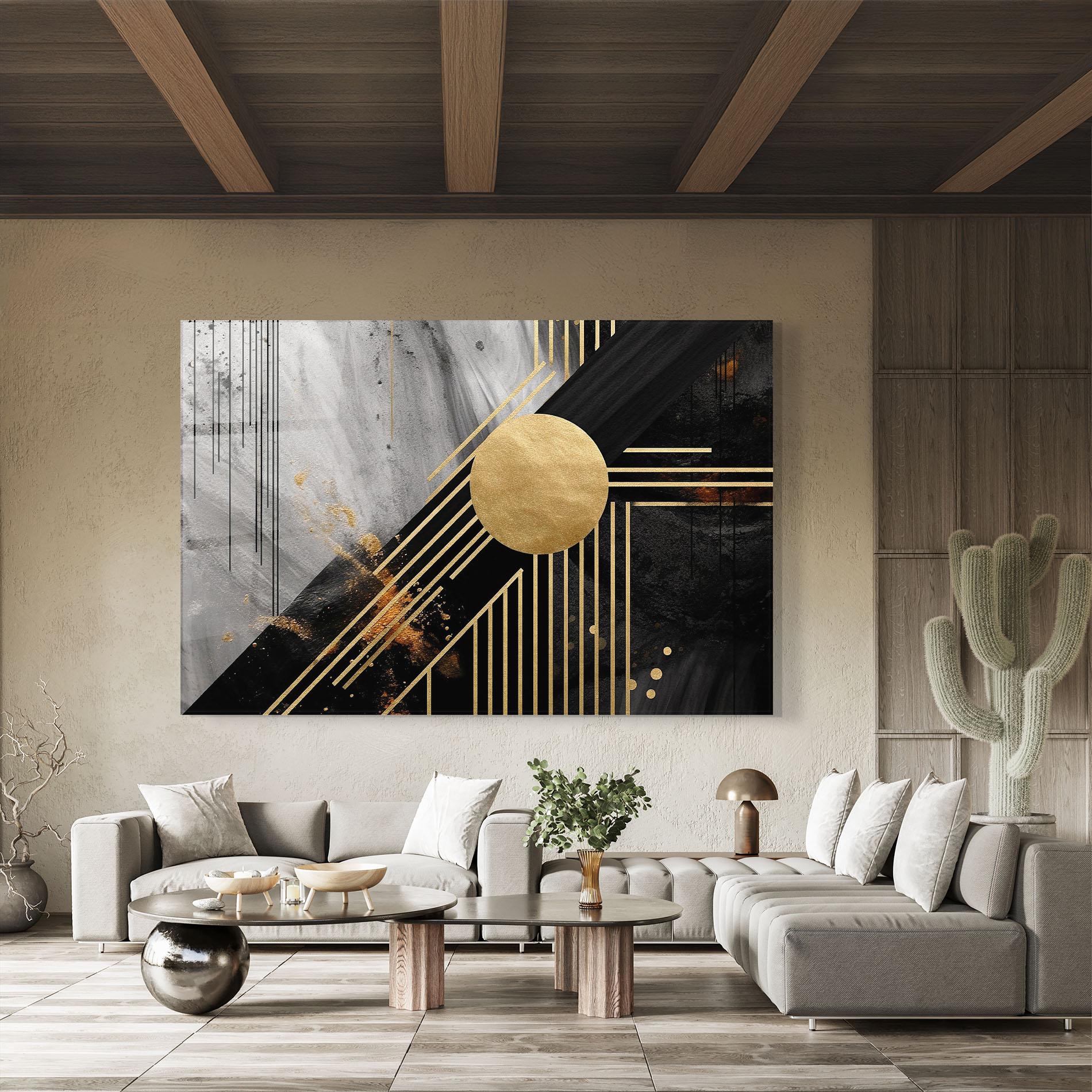 Стъклена картина Gold Circle With Lines mockup 8