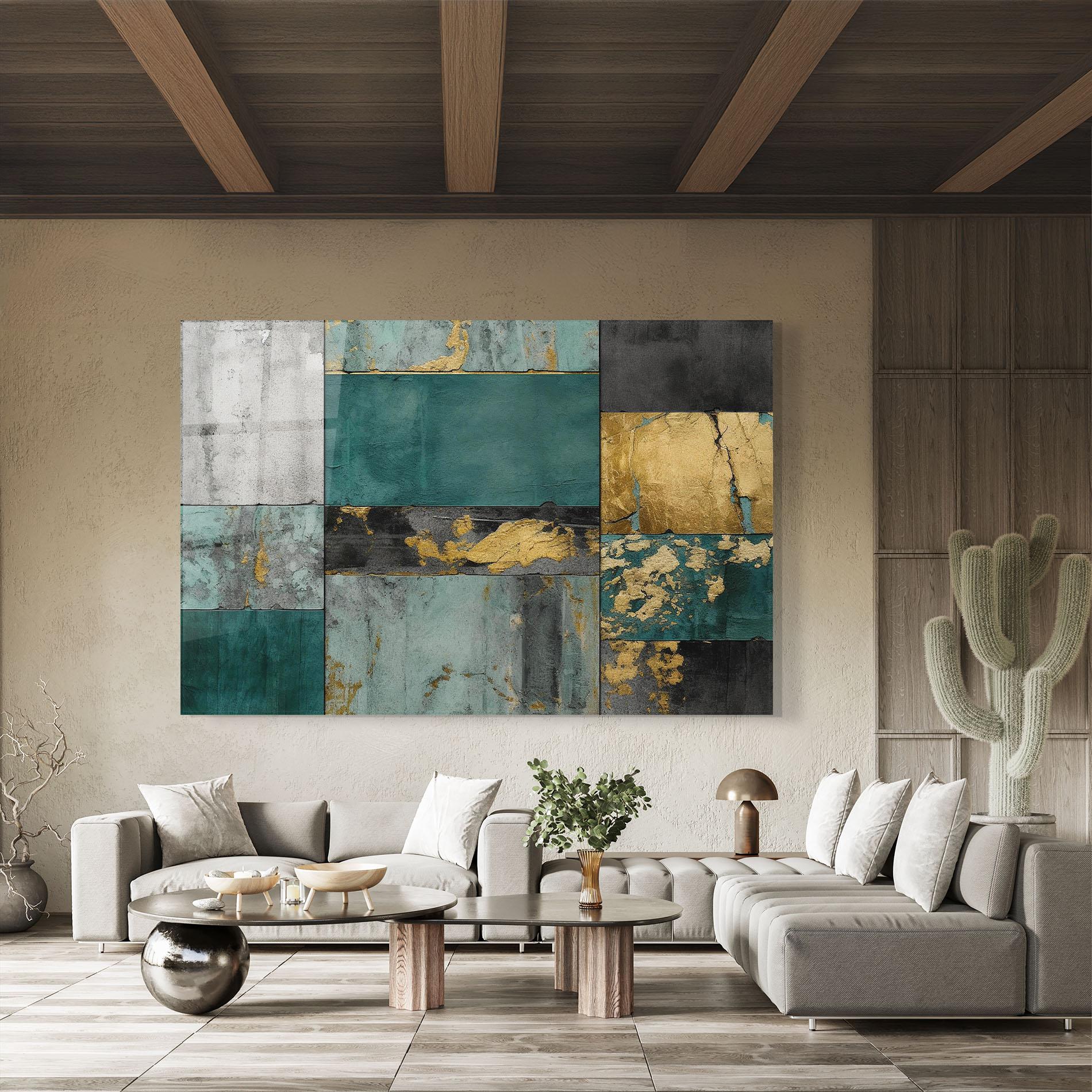 Стъклена картина Golden Green Painting mockup 8