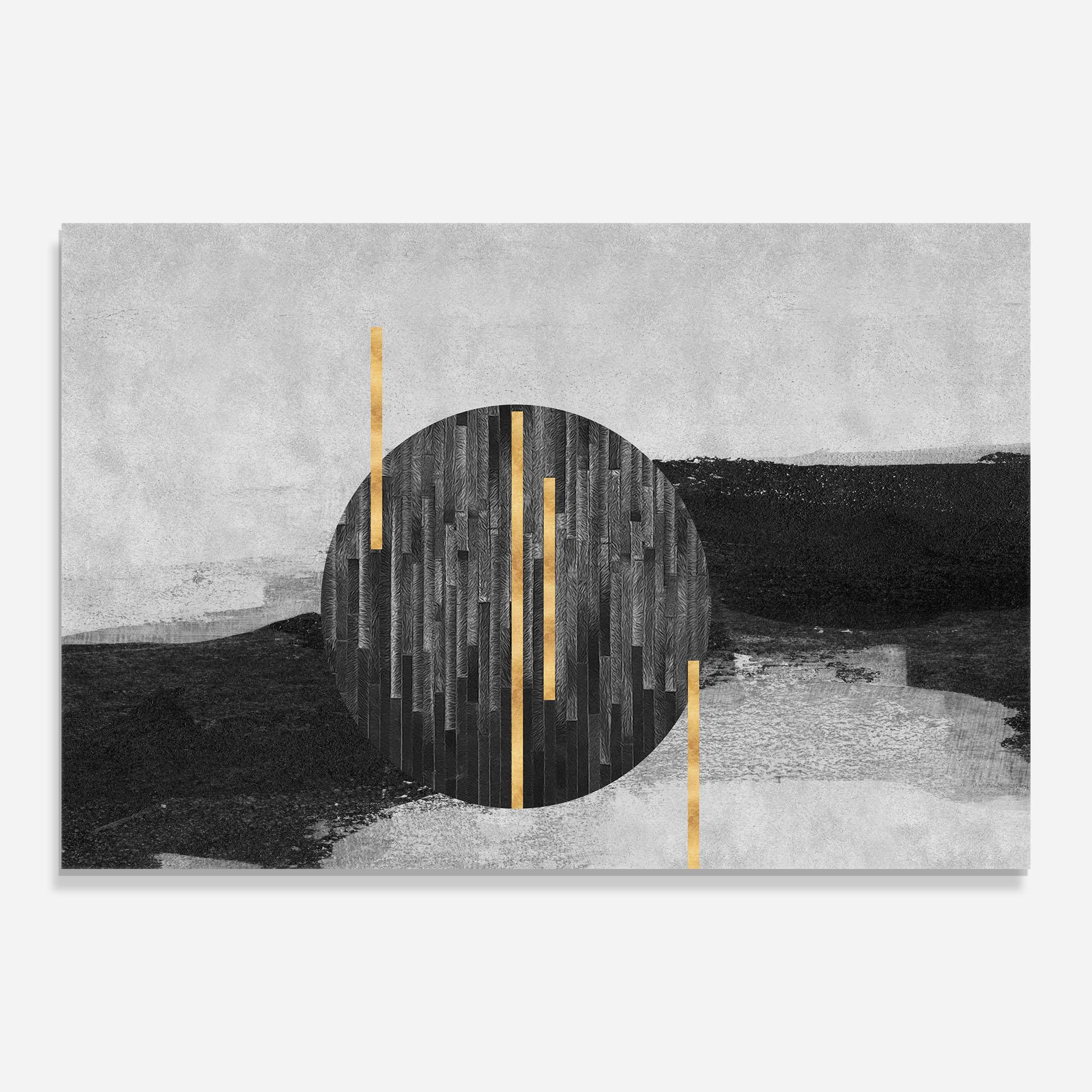 Стъклена картина Modern Circle With Gold mockup 0