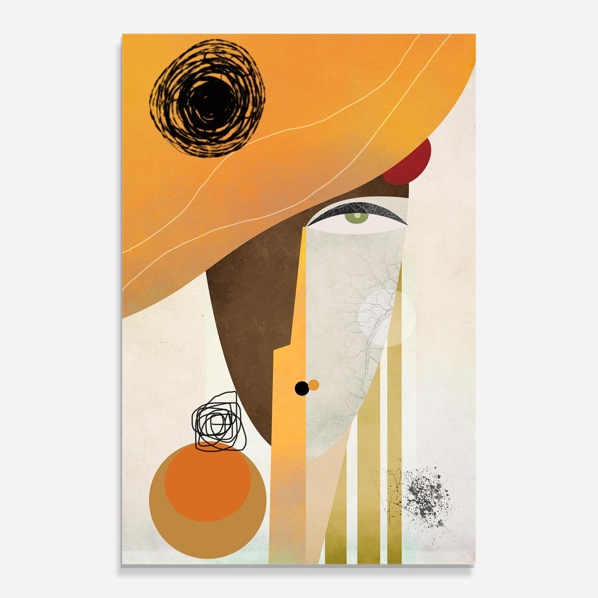 Стъклена картина Abstract Orange Face mockup 0