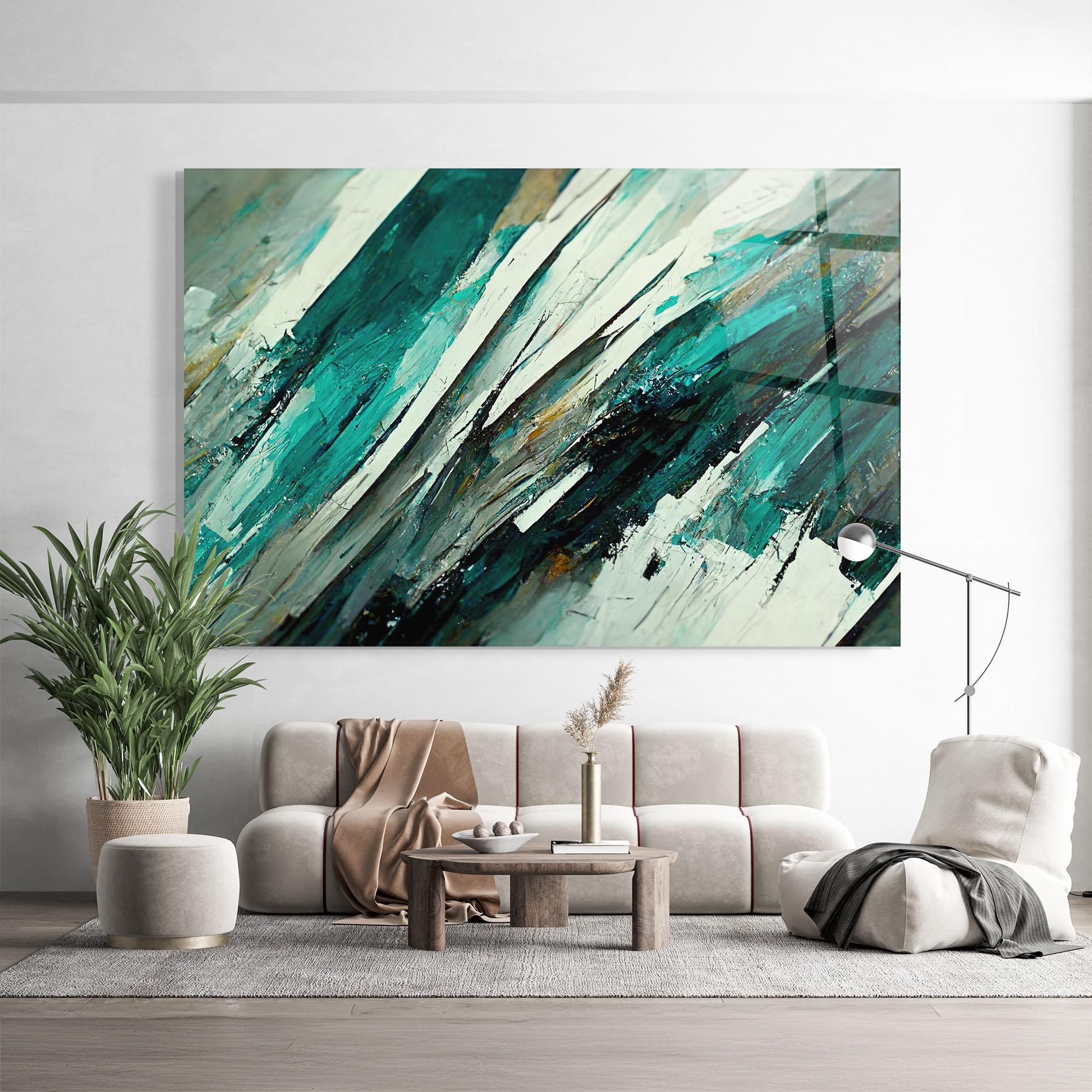 Стъклена картина Abstract Green Artwork mockup 9