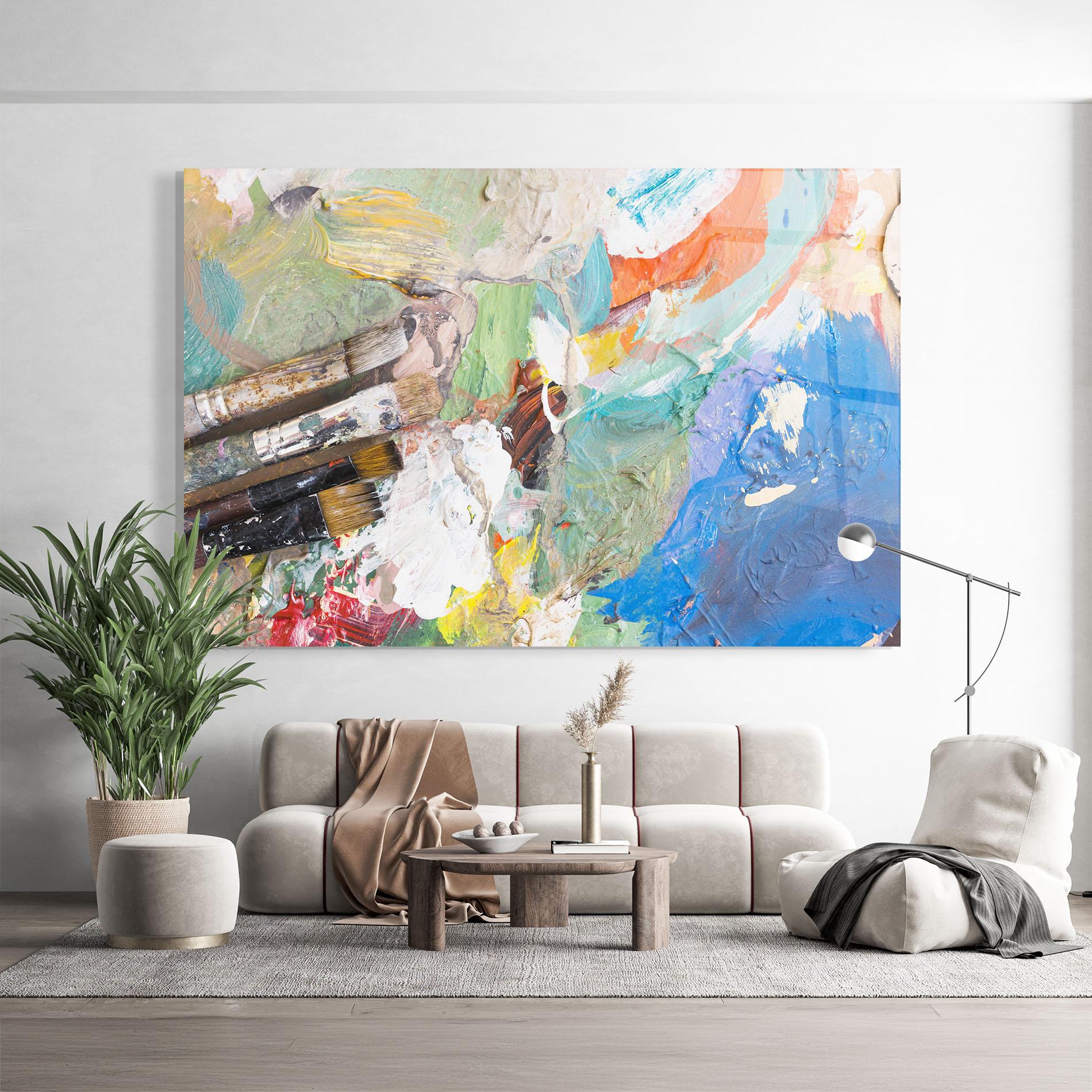 Стъклена картина Messy Paint Brushes mockup 9