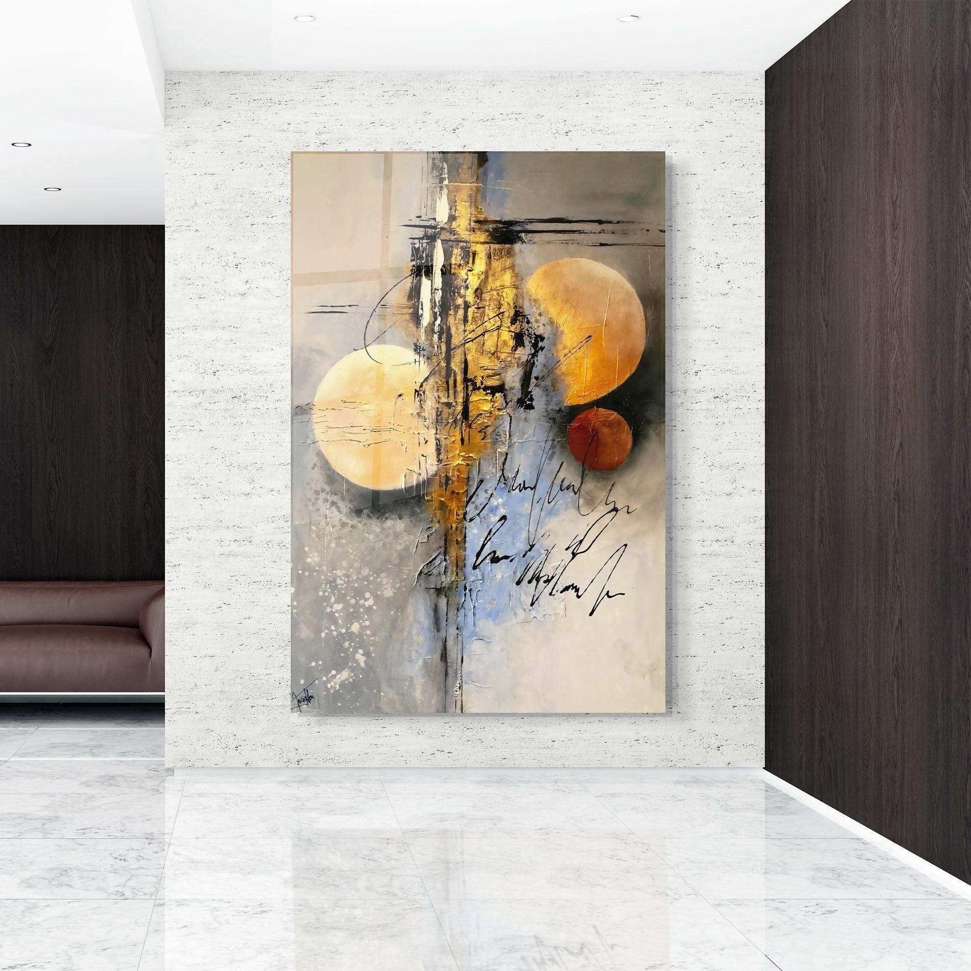 Стъклена картина Abstract Moons mockup 9