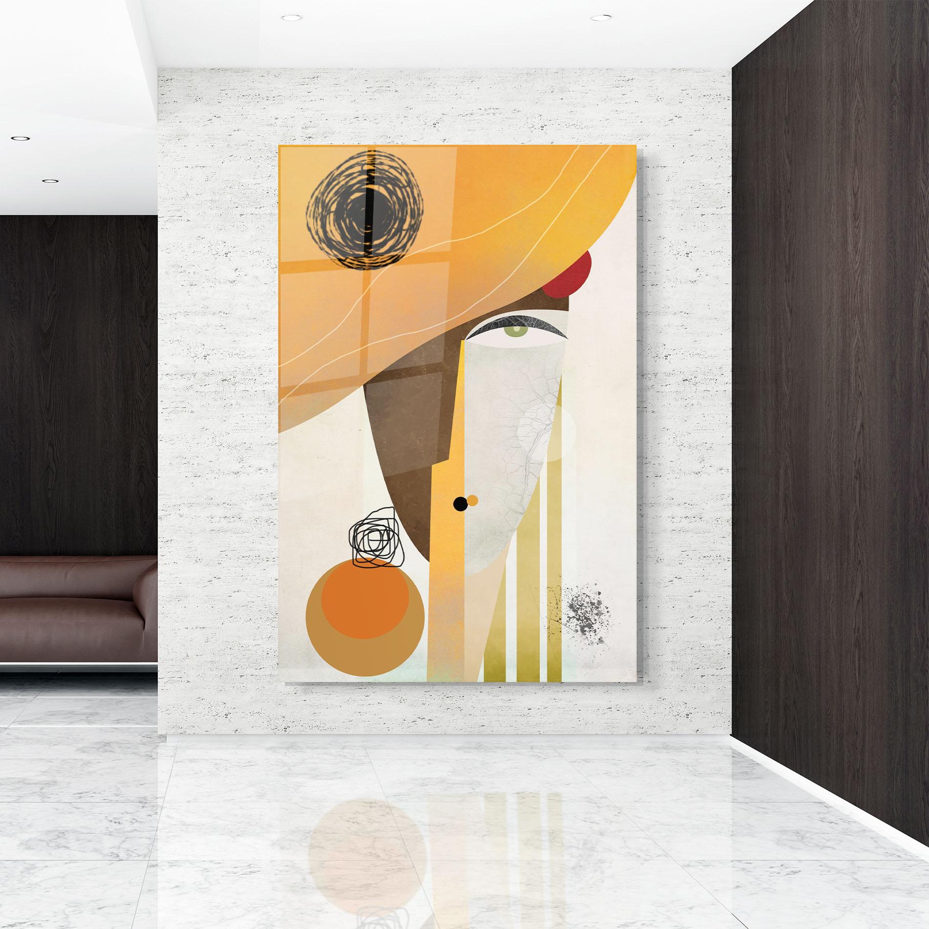 Стъклена картина Abstract Orange Face mockup 9