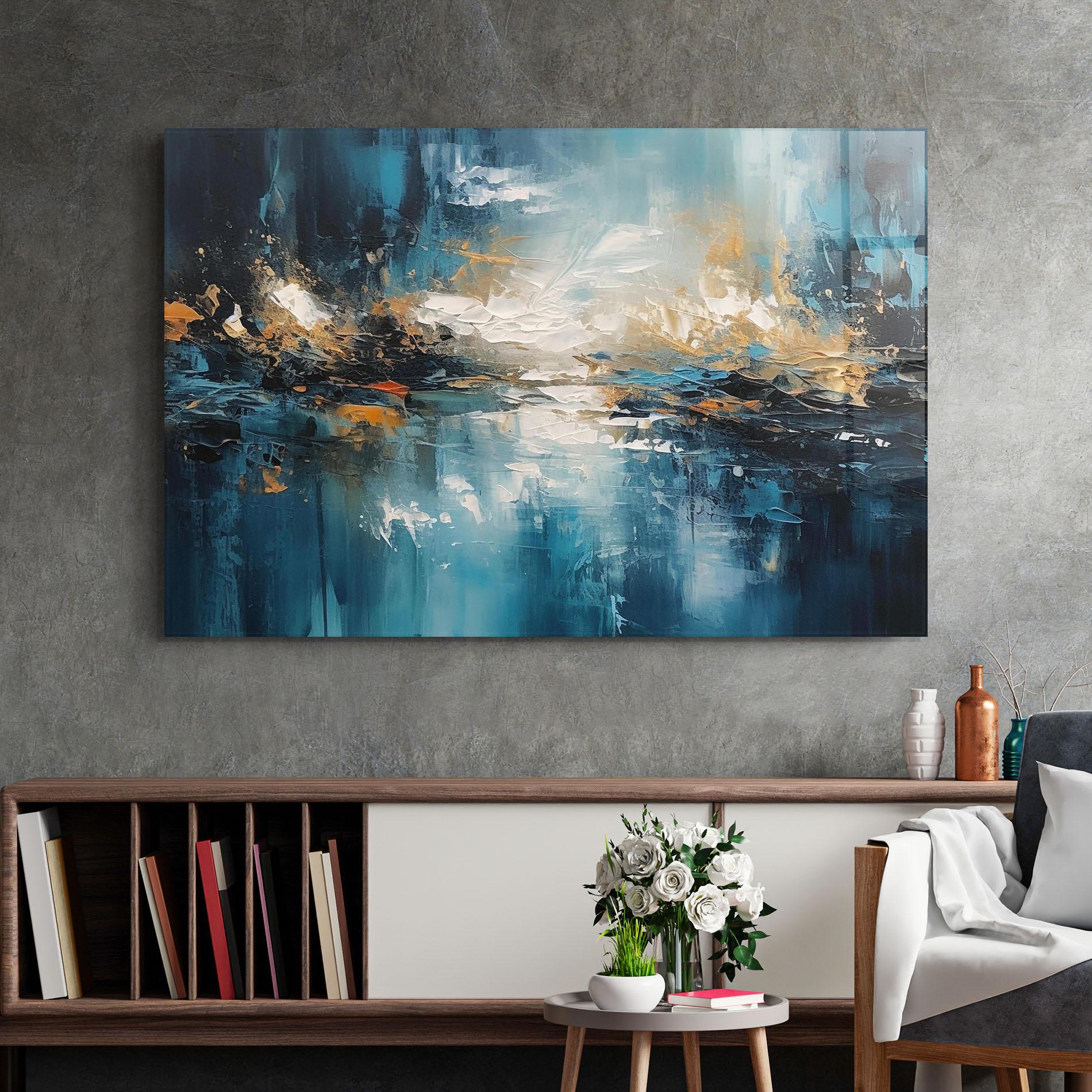 Стъклена картина Abstract Blue Art mockup 2