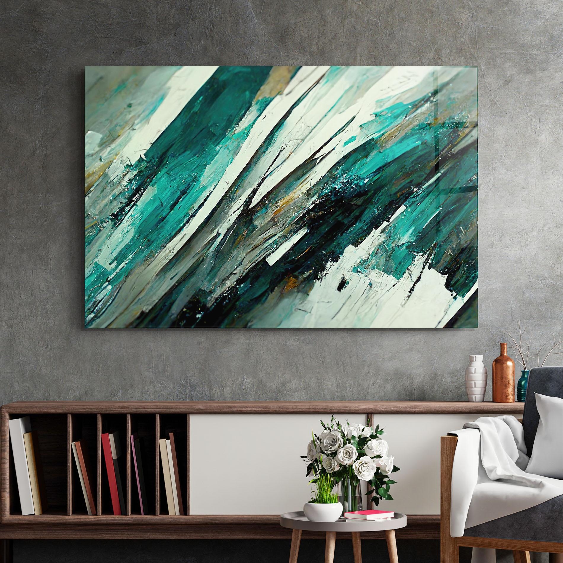 Стъклена картина Abstract Green Artwork mockup 2