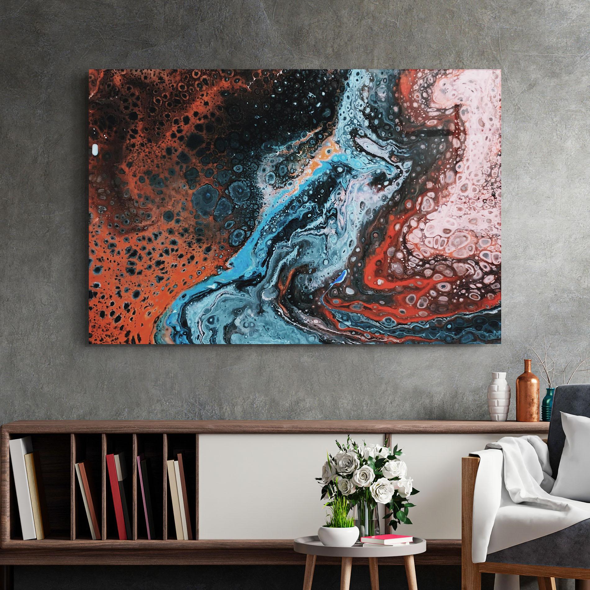 Стъклена картина Abstract Turqoise Colors mockup 2