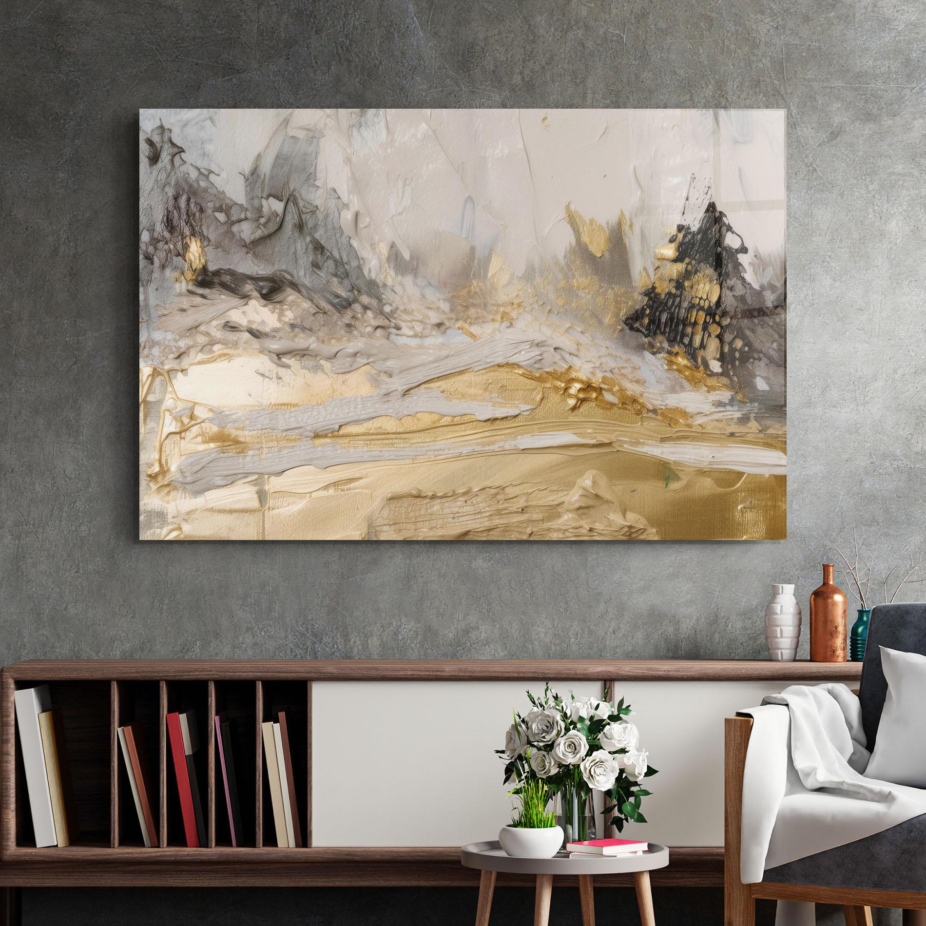 Стъклена картина Abstract White Waves mockup 2