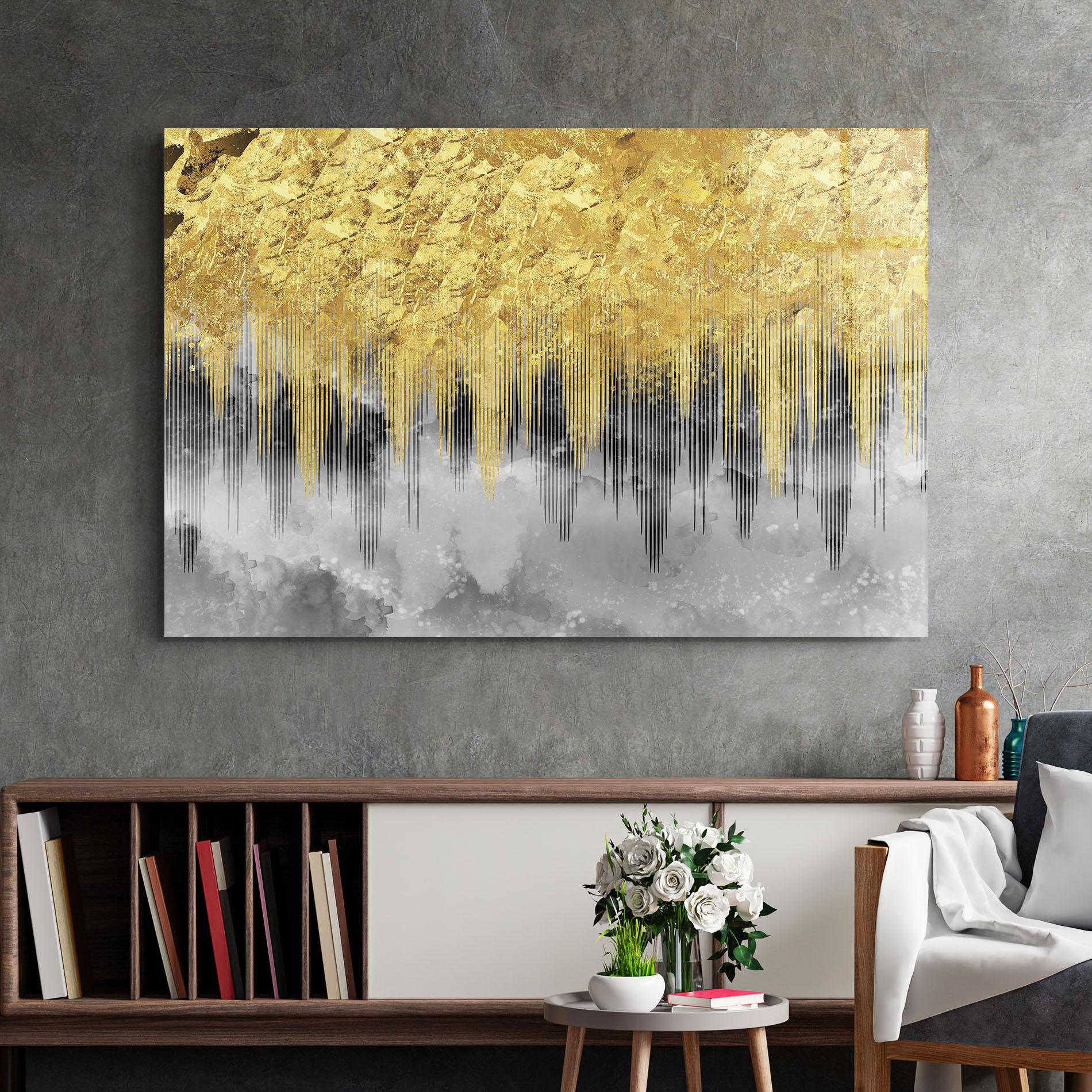 Стъклена картина Golden Grey mockup 2