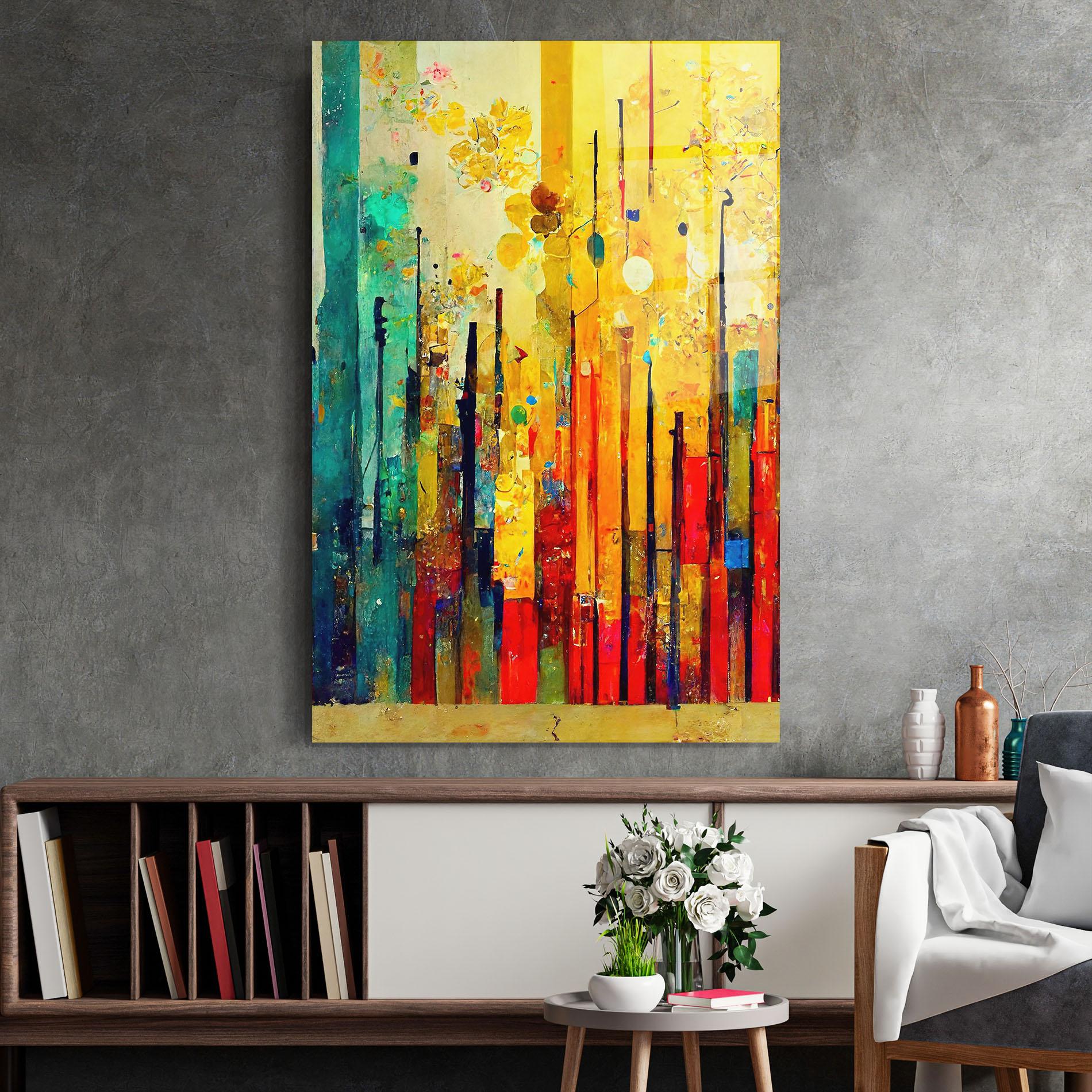 Стъклена картина Black Lines On Yellow Light mockup 2