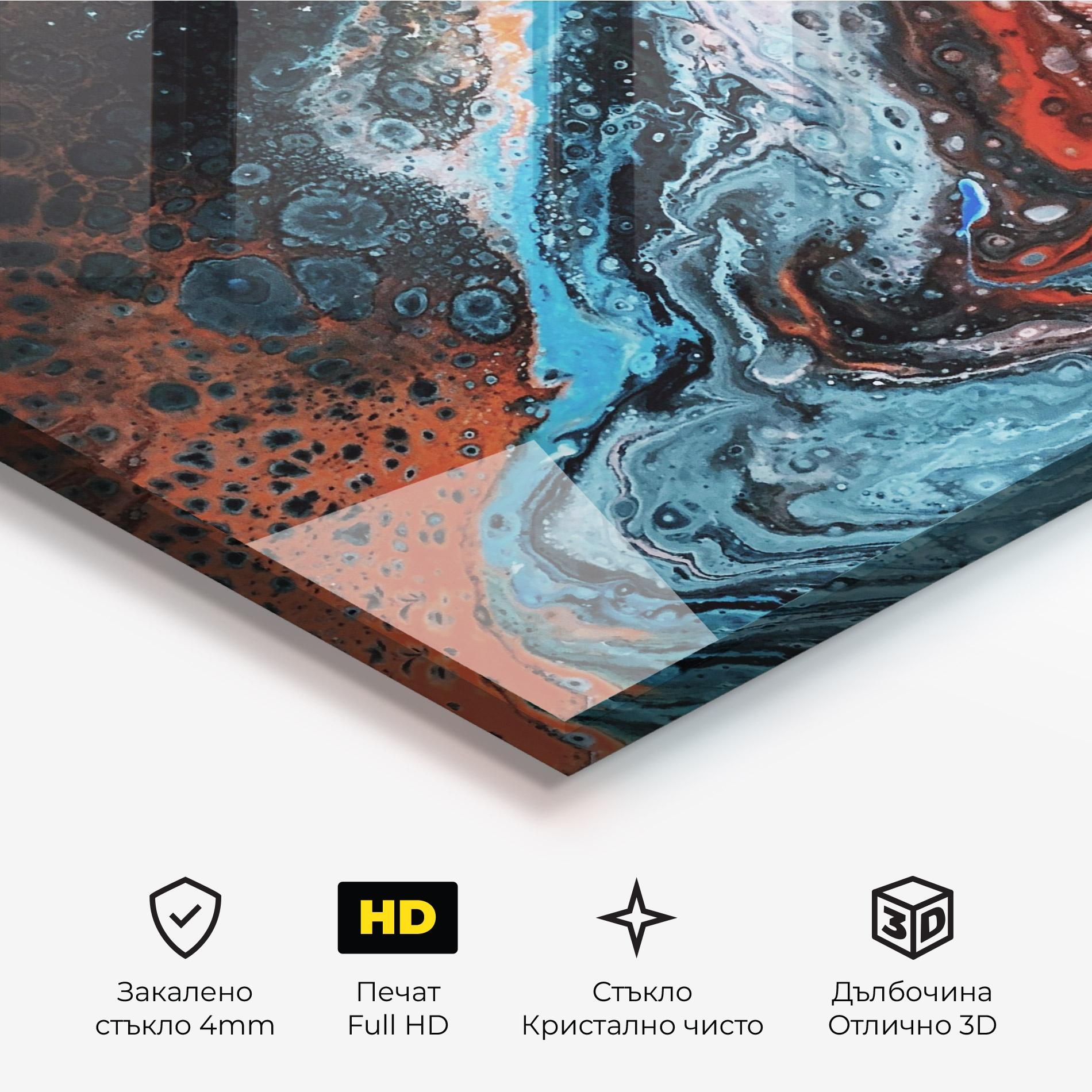 Стъклена картина Abstract Turqoise Colors mockup 3