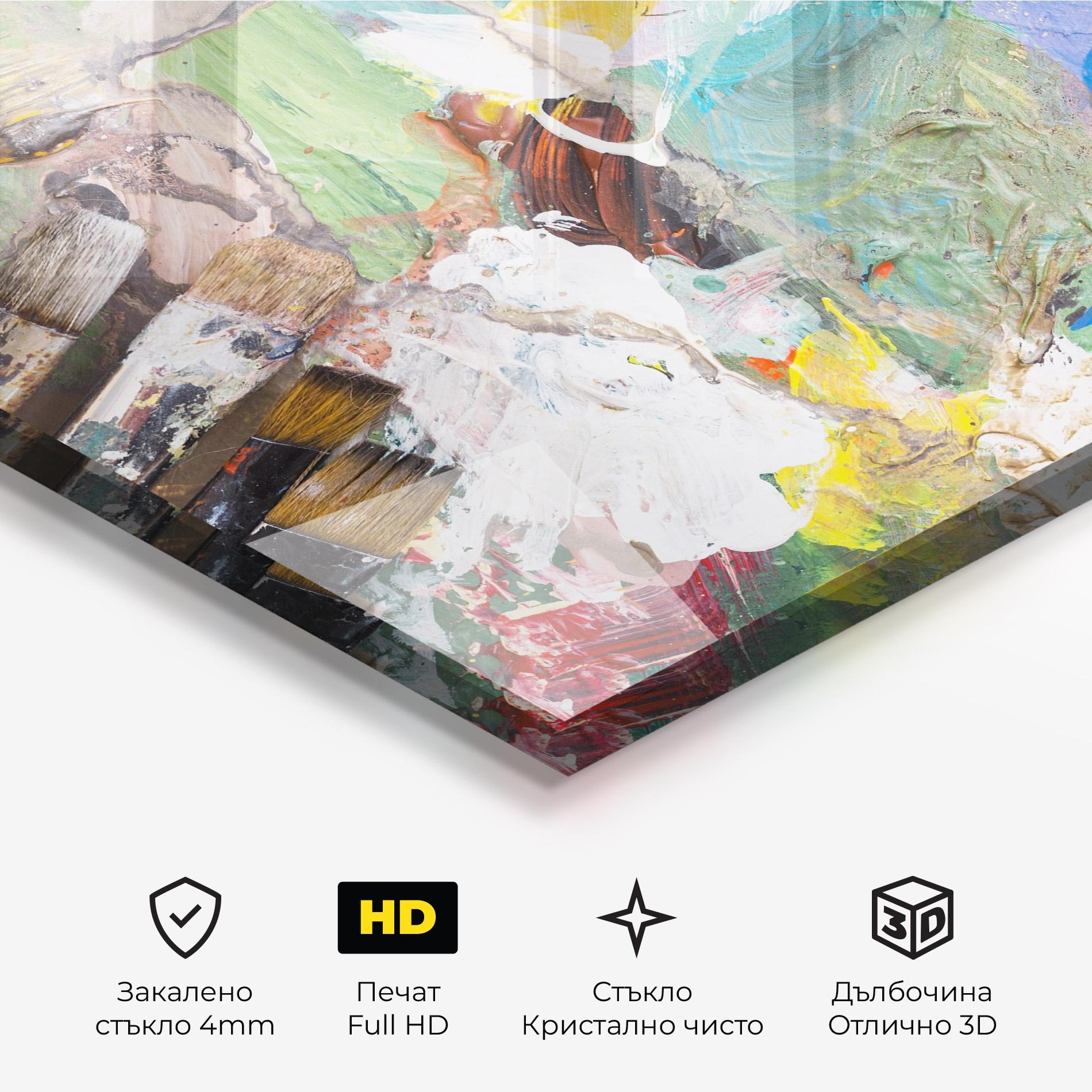 Стъклена картина Messy Paint Brushes mockup 3