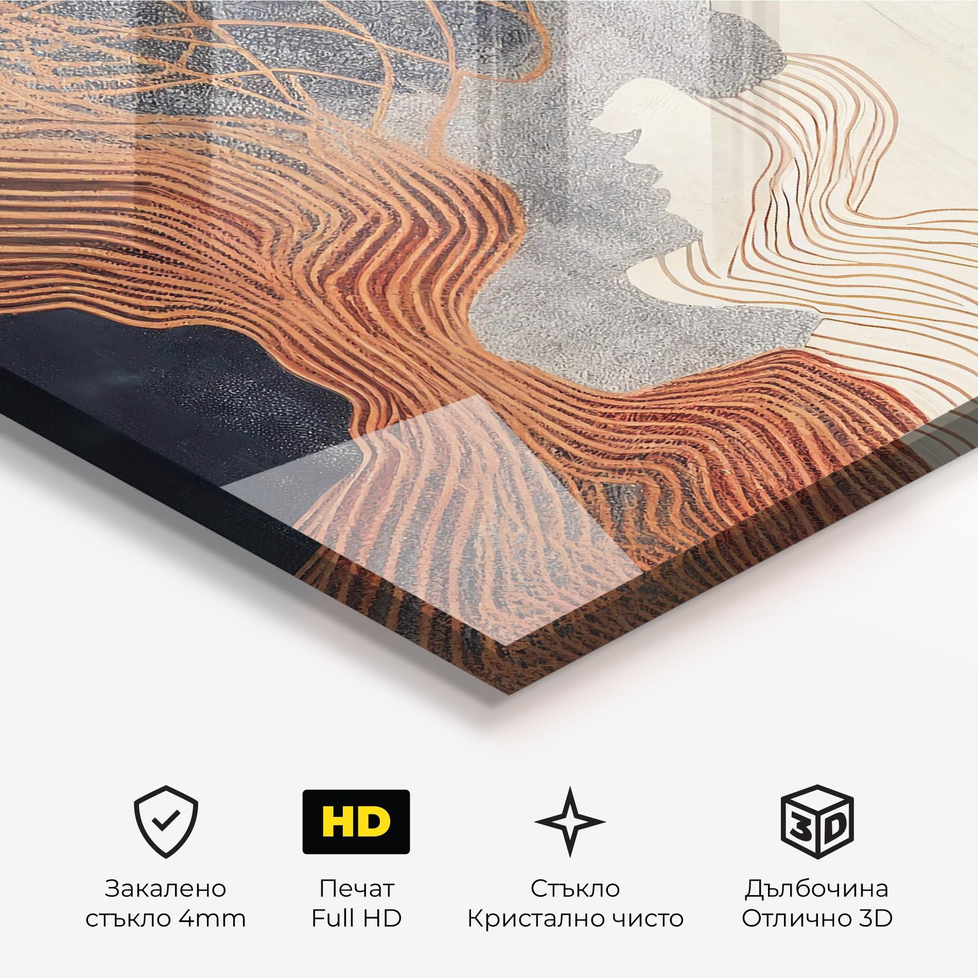 Стъклена картина Orange Lines On Blue mockup 3