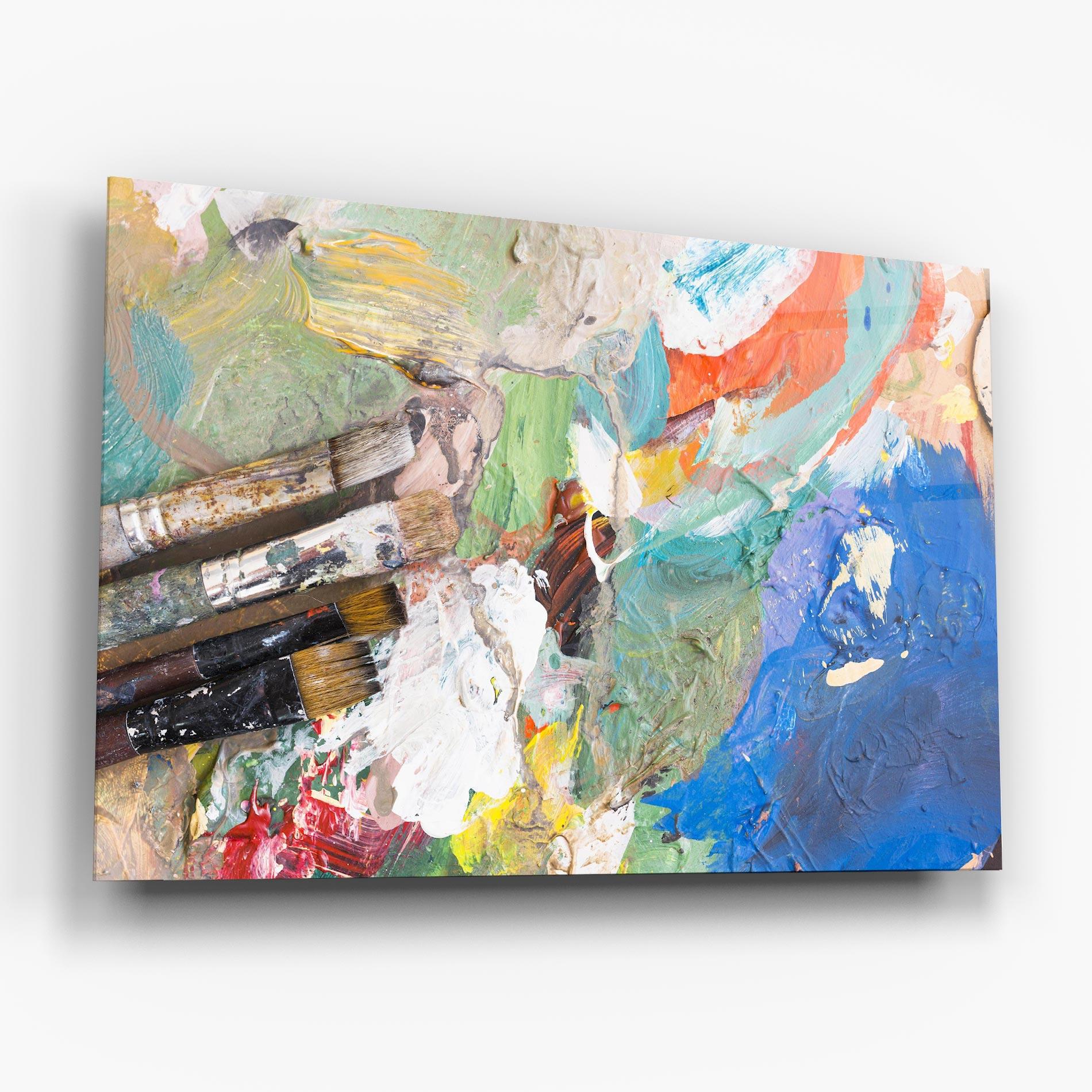Стъклена картина Messy Paint Brushes mockup 6