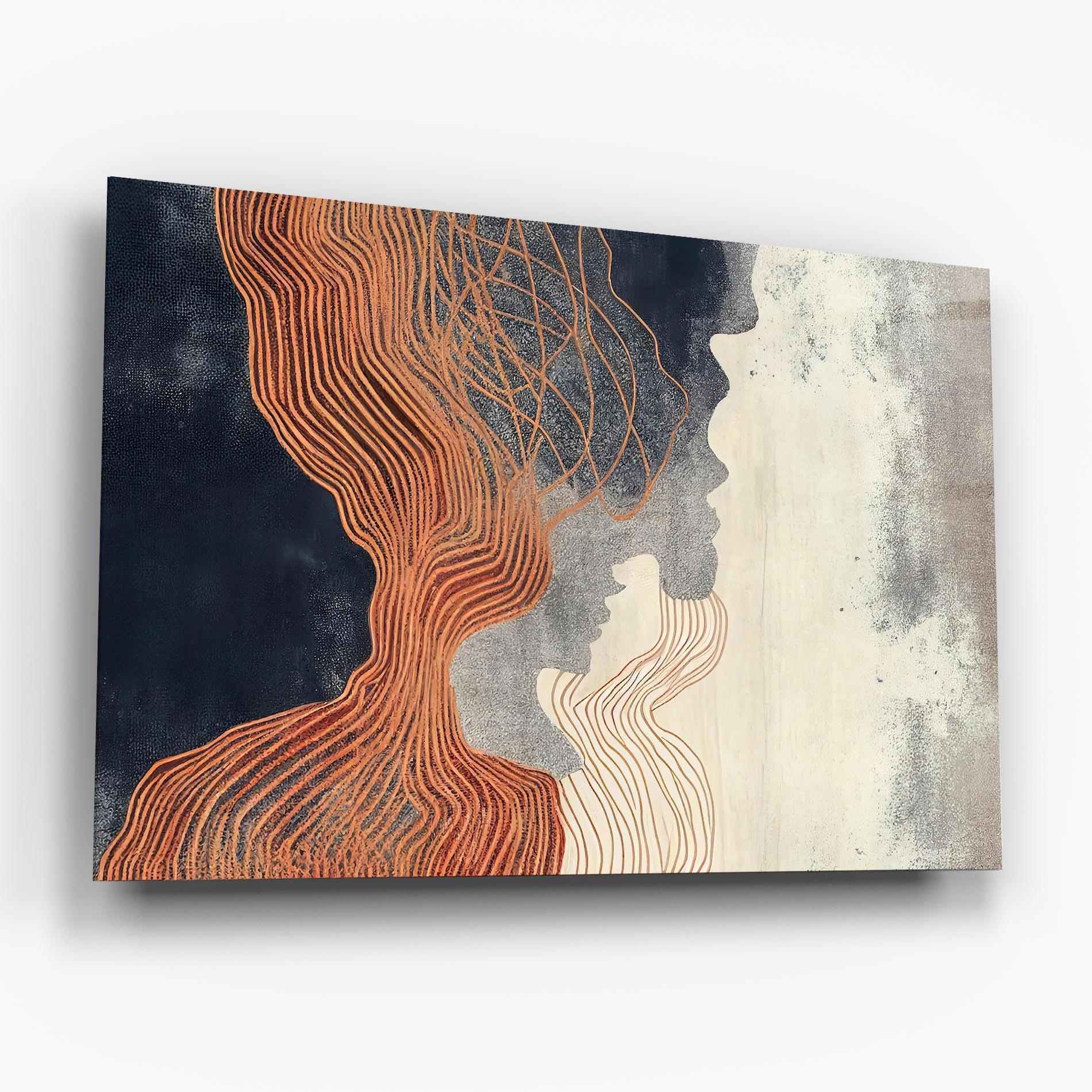 Стъклена картина Orange Lines On Blue mockup 6