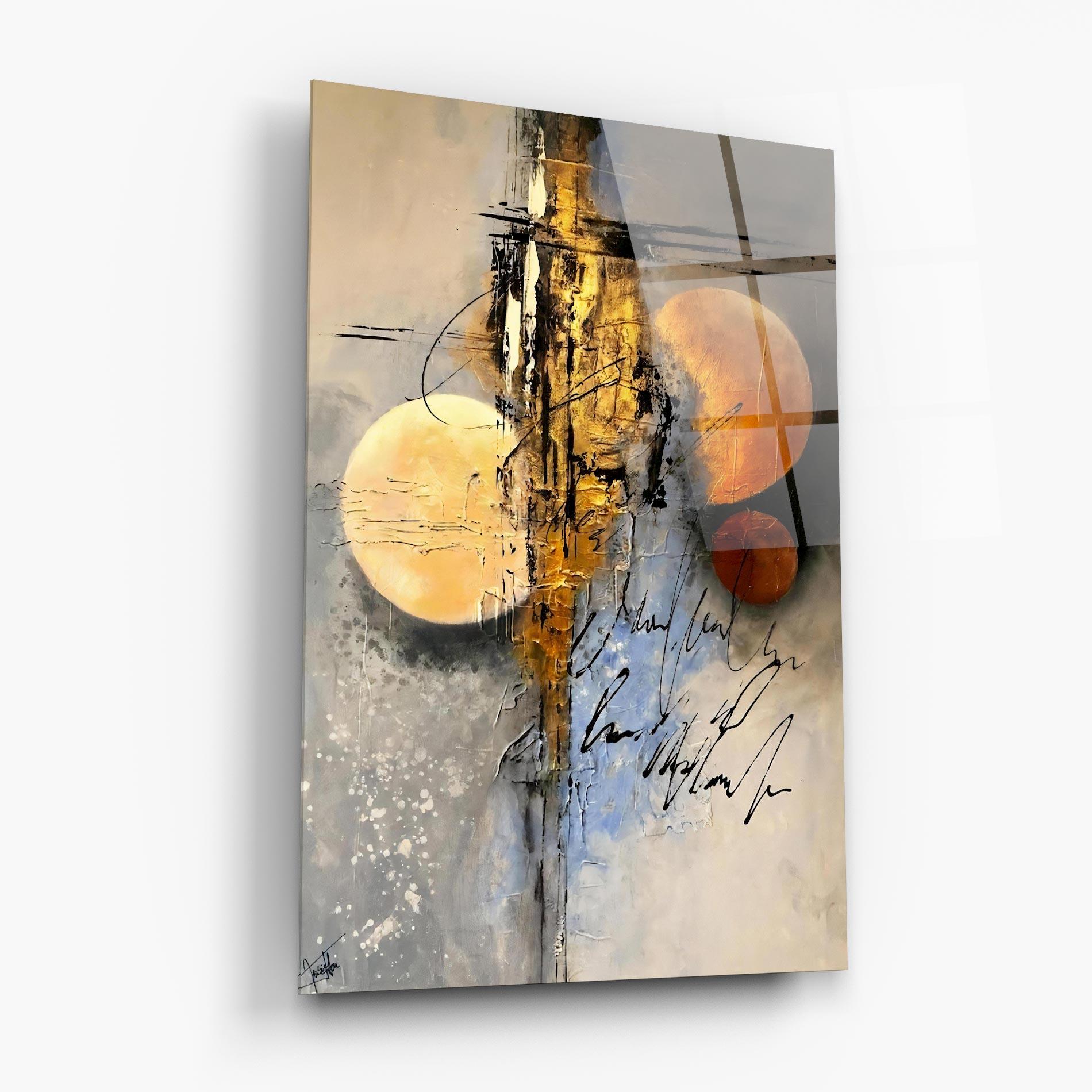 Стъклена картина Abstract Moons mockup 6