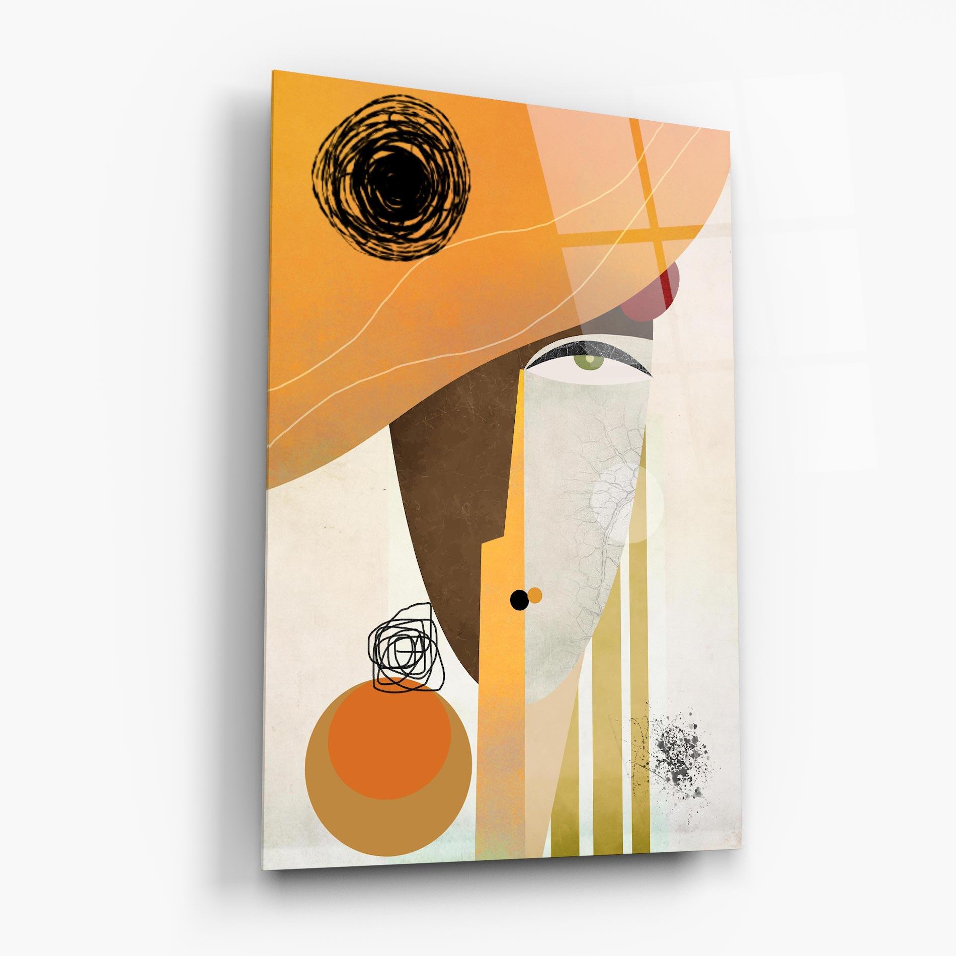 Стъклена картина Abstract Orange Face mockup 6