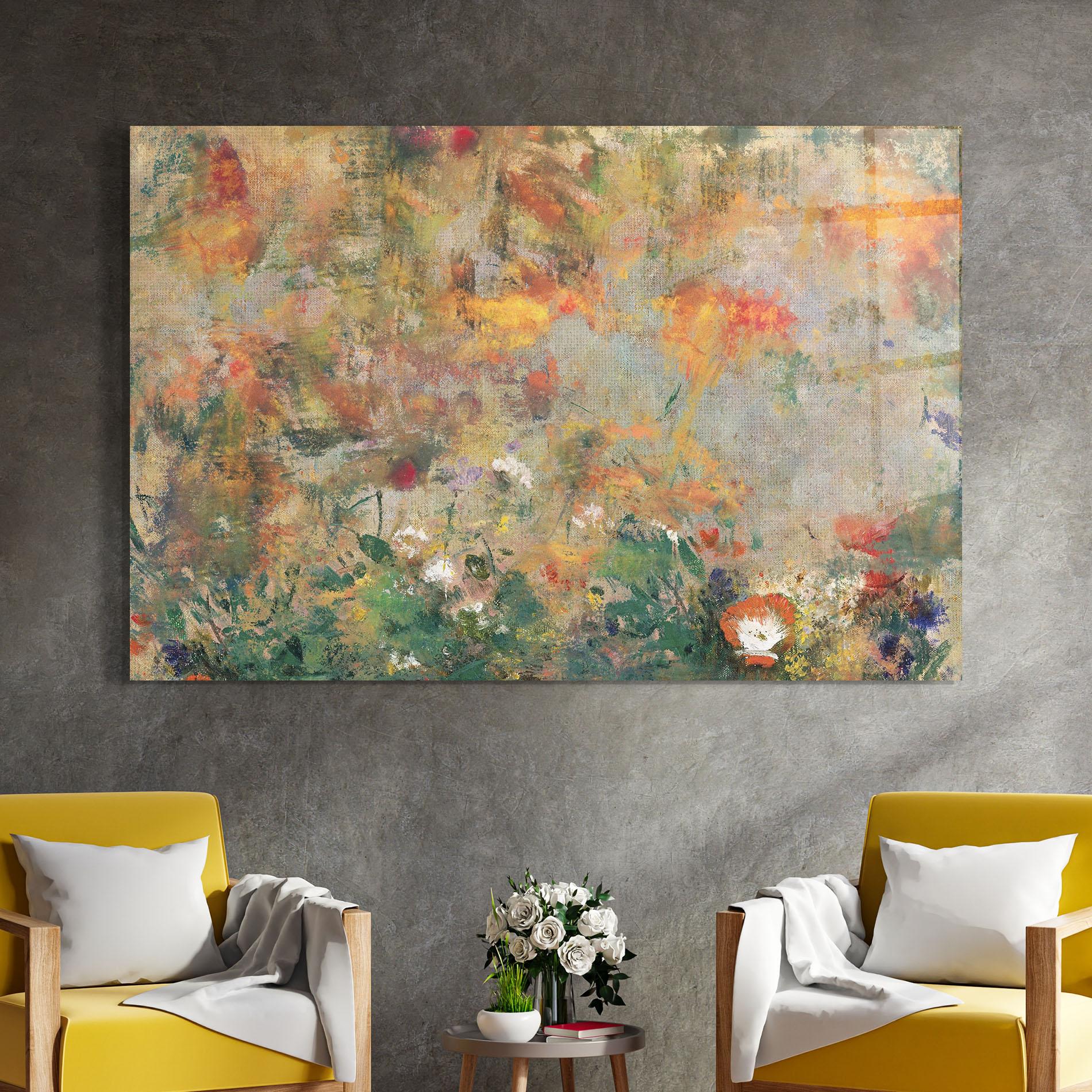 Стъклена картина Abstract Flowers mockup 4