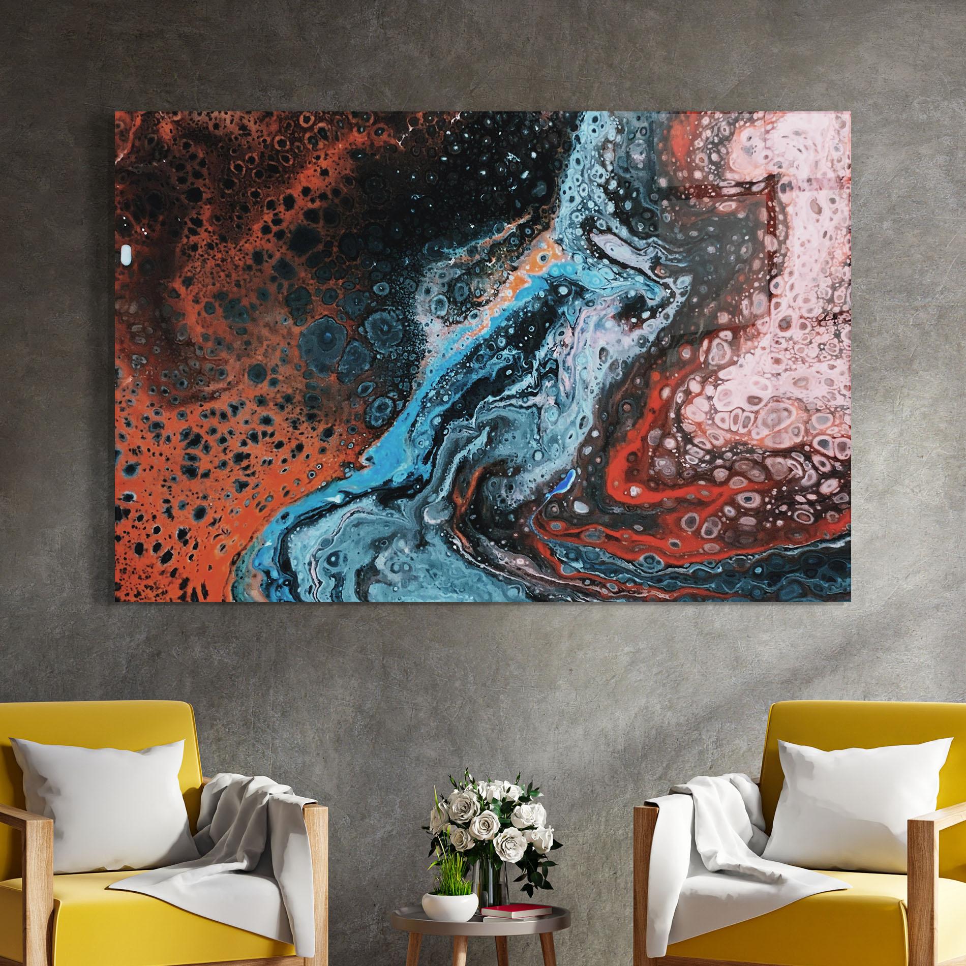 Стъклена картина Abstract Turqoise Colors mockup 4