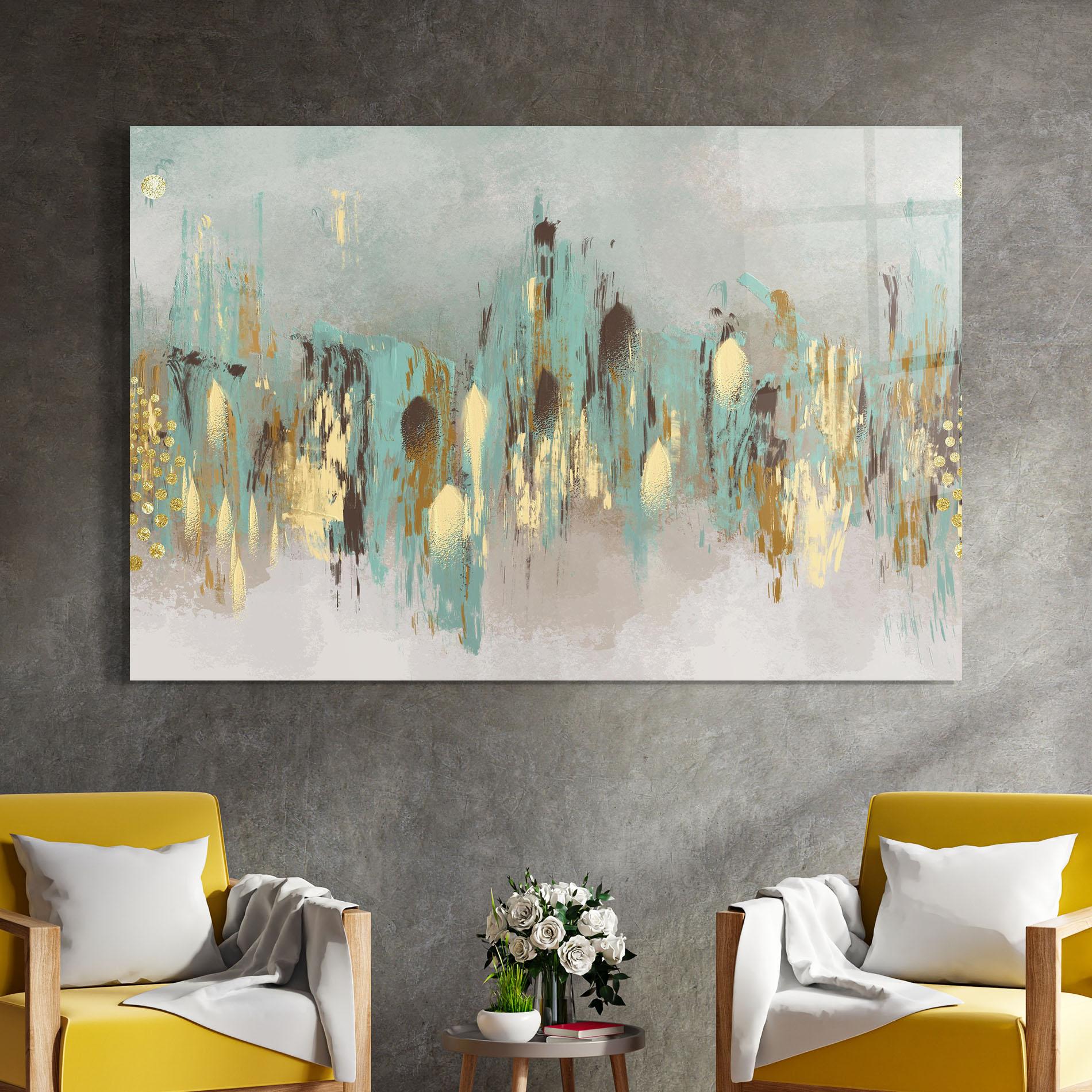 Стъклена картина Gold Spiral Points mockup 4