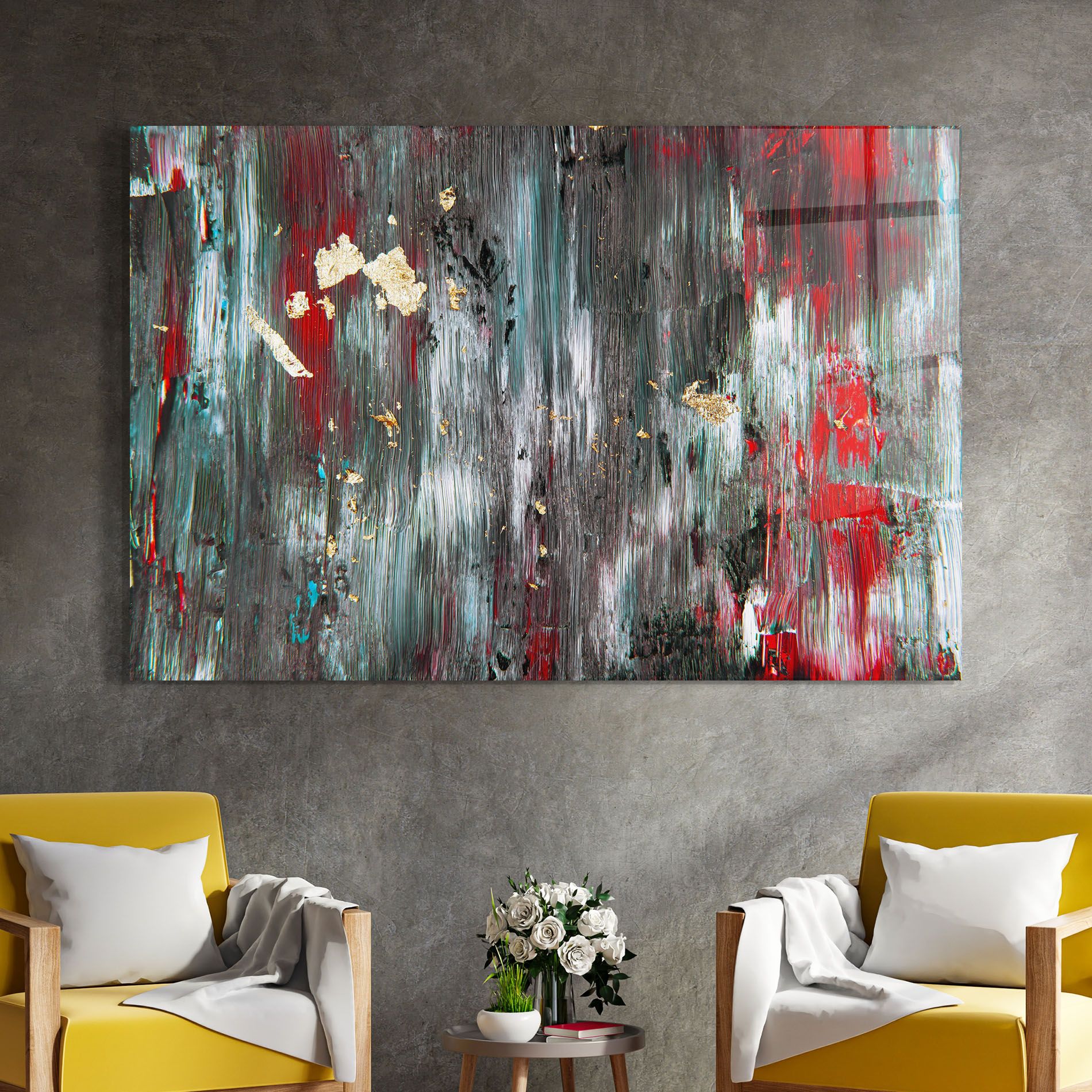 Grey With Red Painting mockup 4