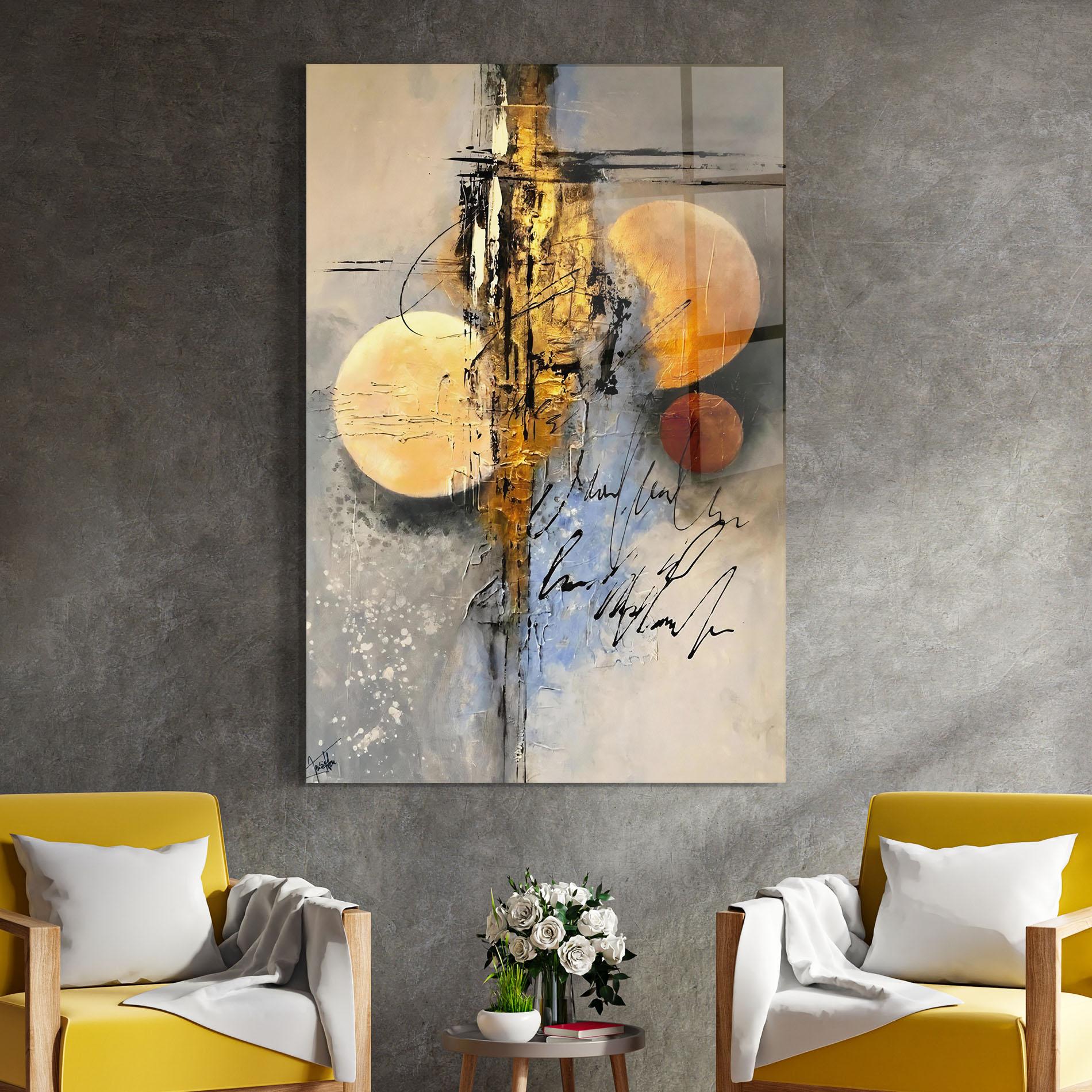 Стъклена картина Abstract Moons mockup 4