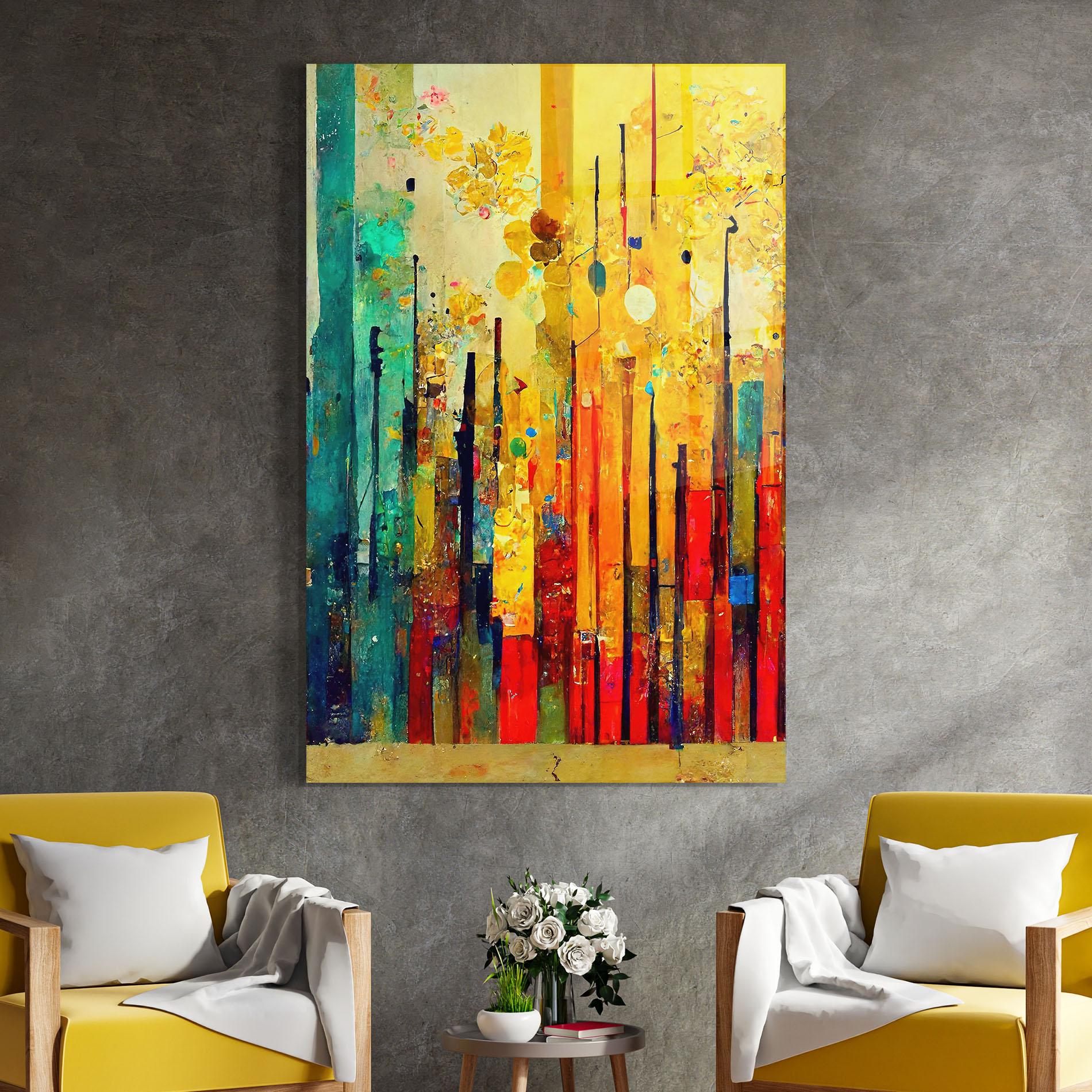 Стъклена картина Black Lines On Yellow Light mockup 4