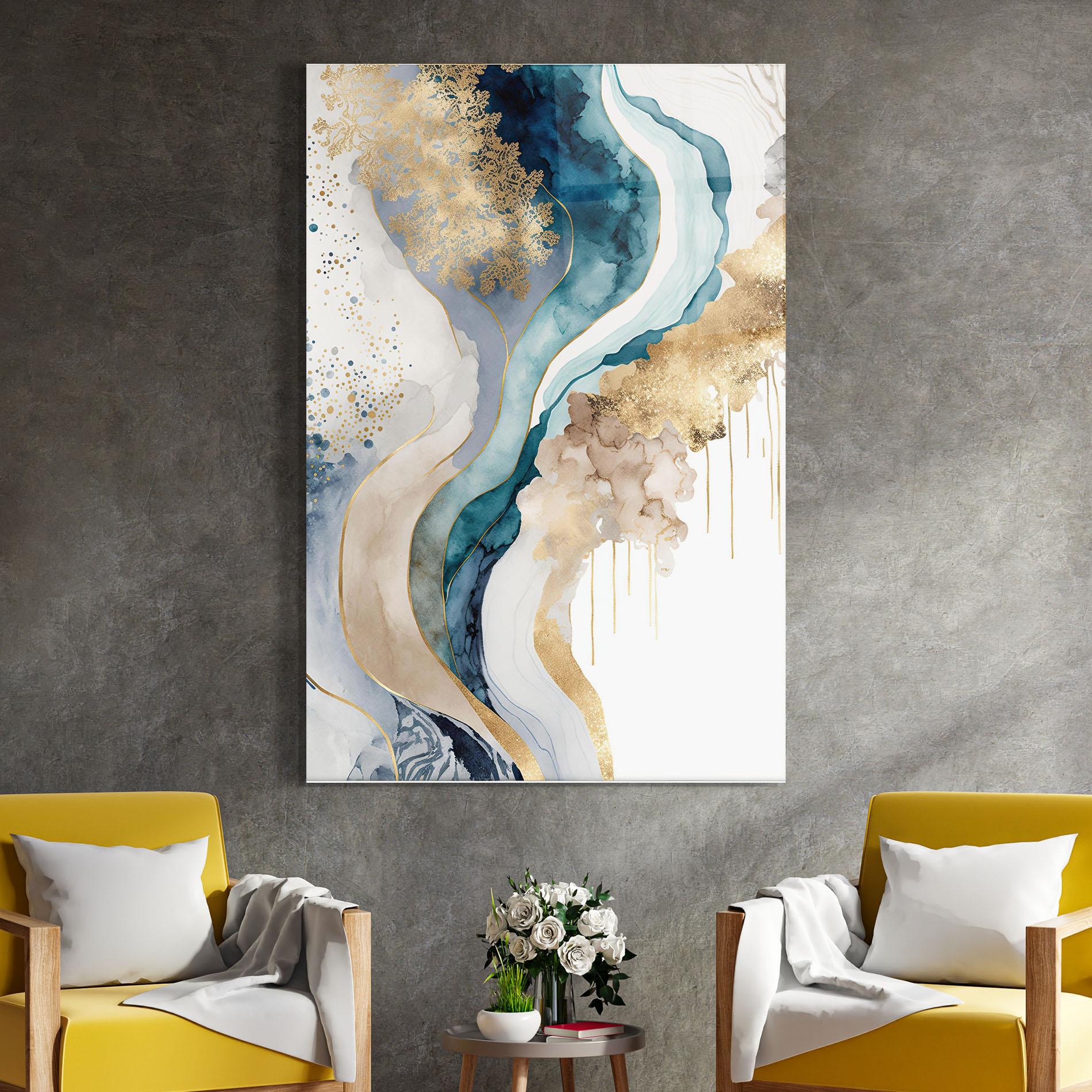 Стъклена картина Light Blue Waves mockup 4