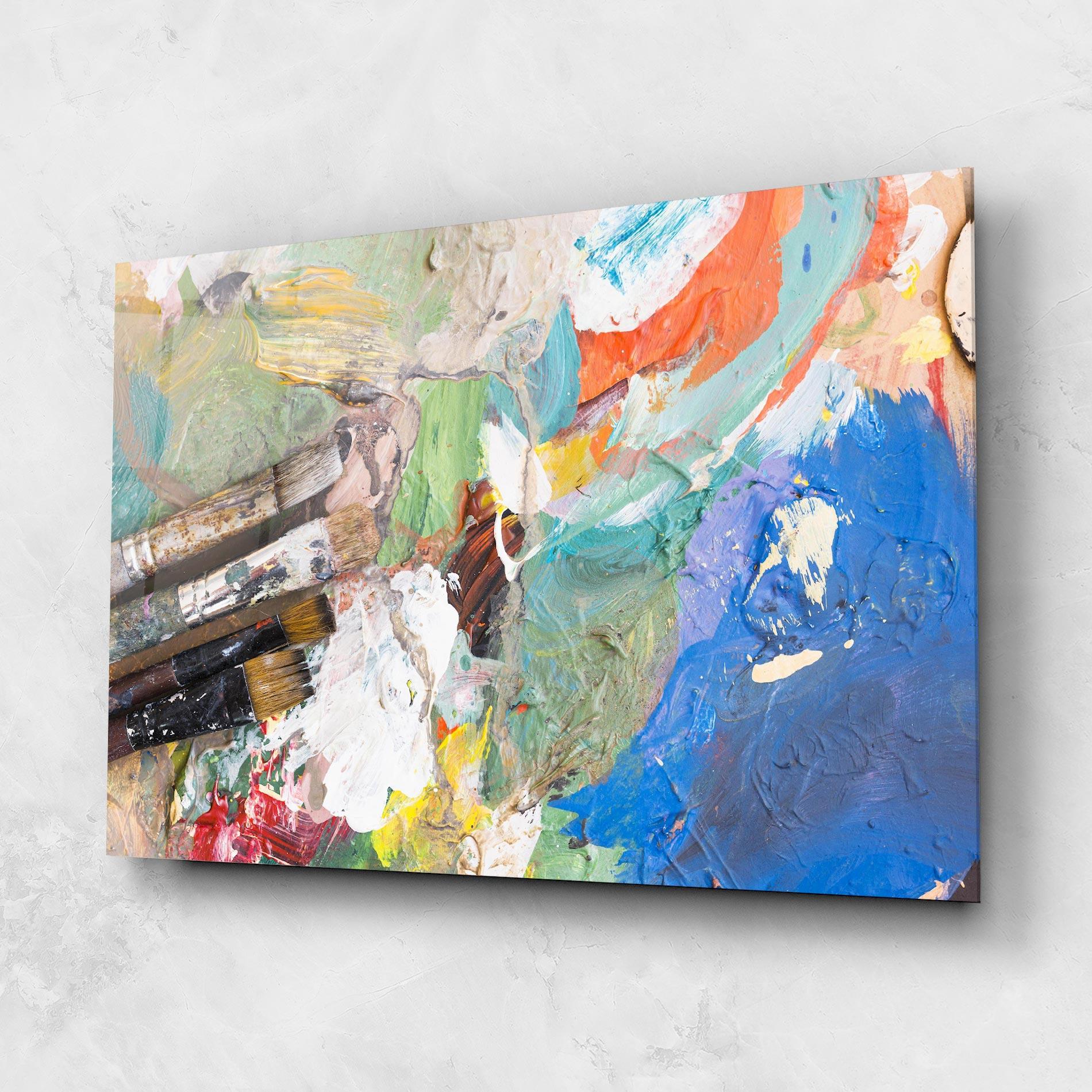 Стъклена картина Messy Paint Brushes mockup 1