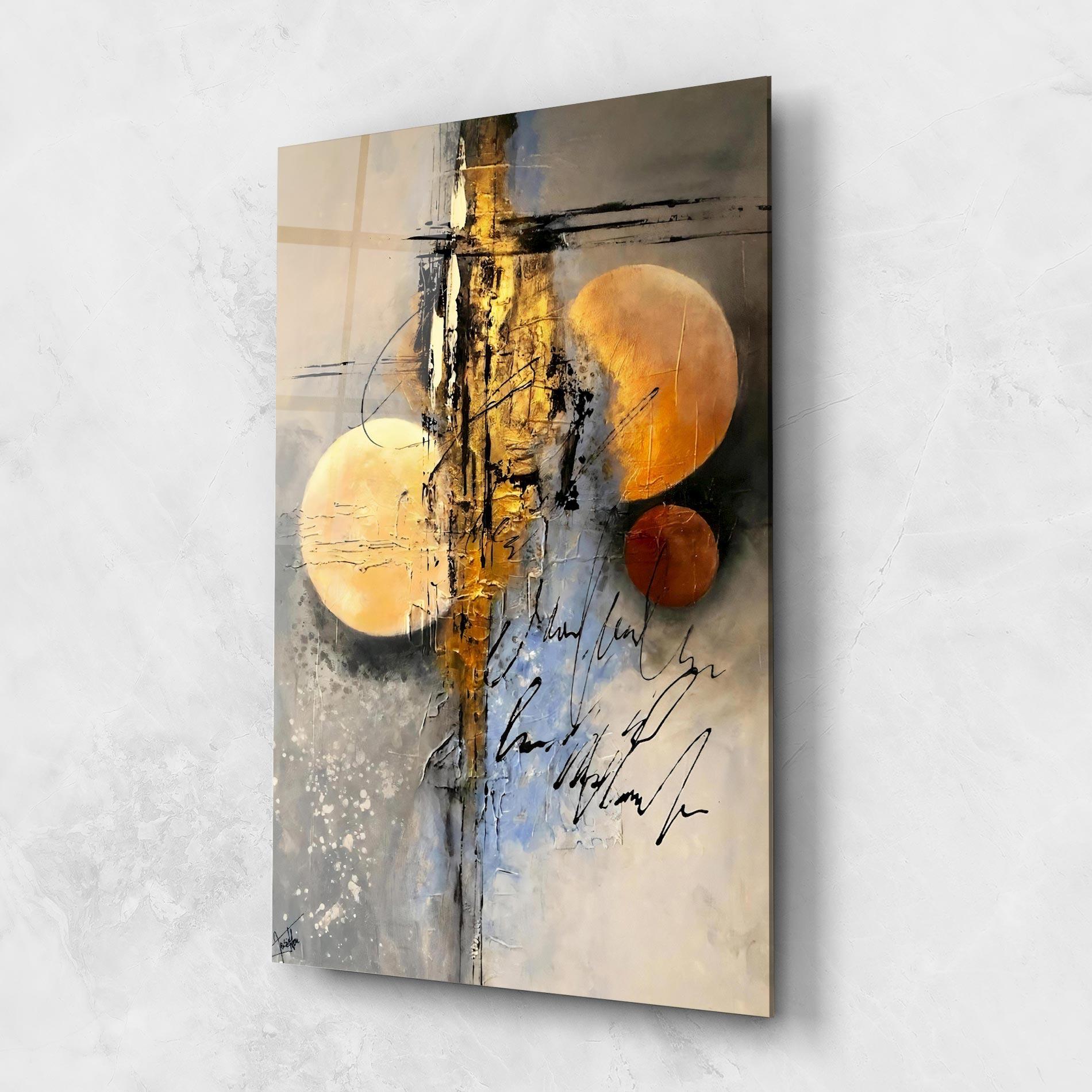 Стъклена картина Abstract Moons mockup 1