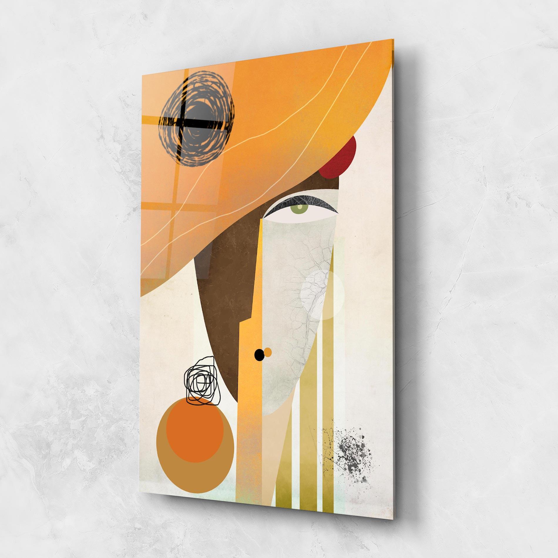 Стъклена картина Abstract Orange Face mockup 1