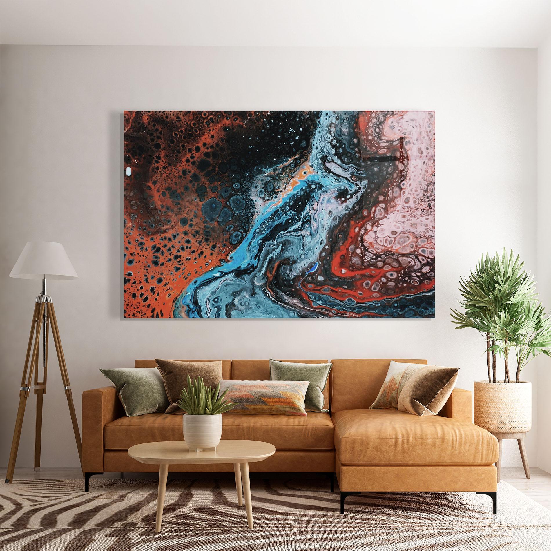 Стъклена картина Abstract Turqoise Colors mockup 7